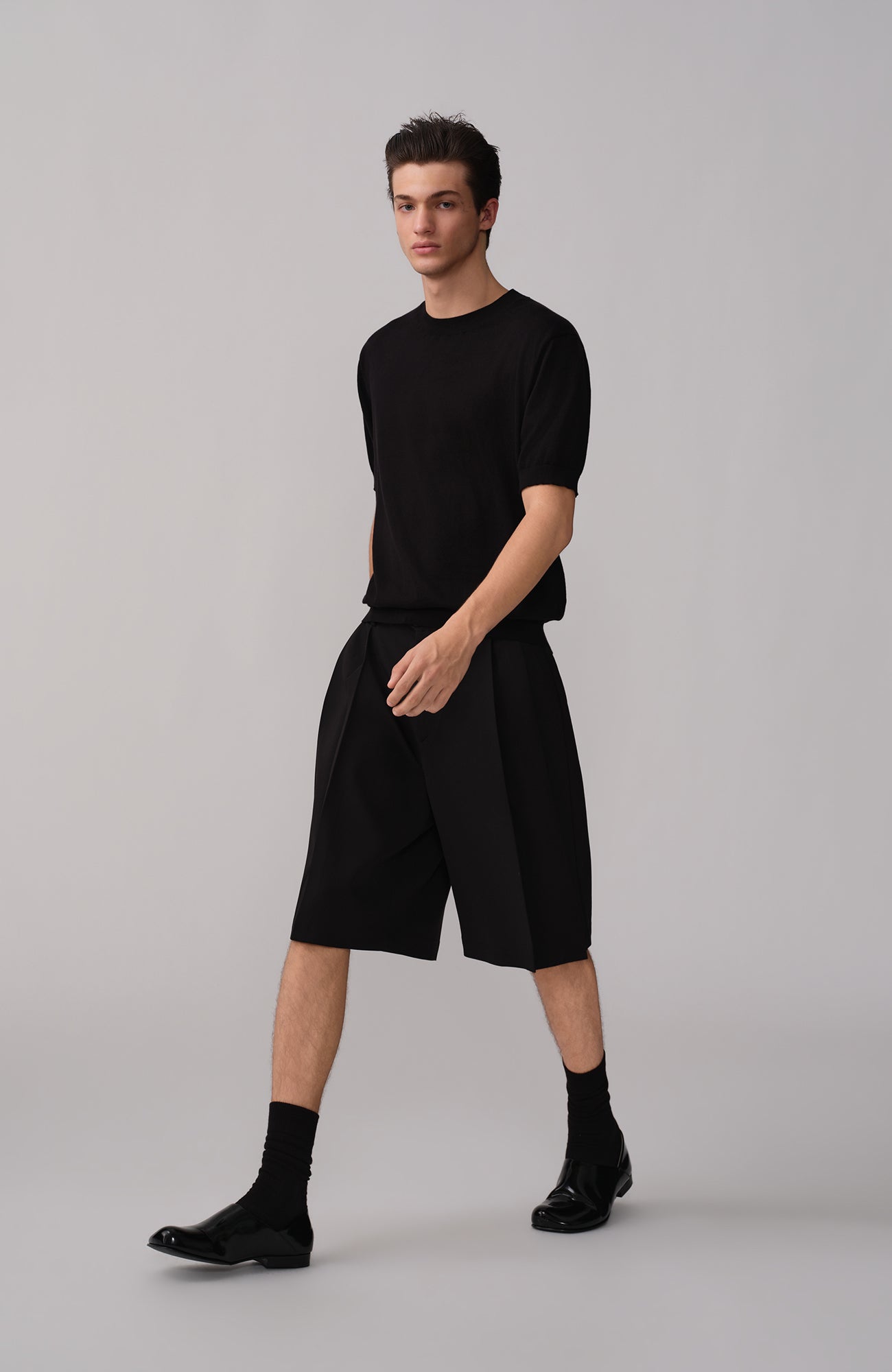 OPICLOTH Pleated Wide-Leg Suit Shorts-Shorts-XS / 28"-Free Shipping Leatheretro