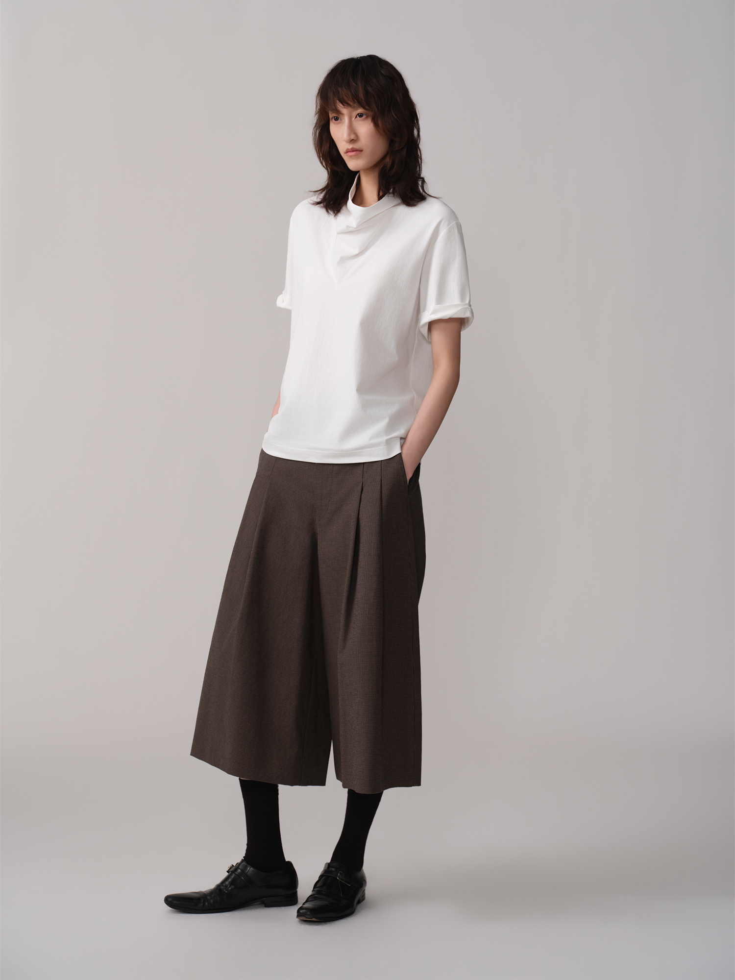 OPICLOTH Retro Houndstooth Pleated Culotte Shorts-Shorts-XS-Free Shipping Leatheretro