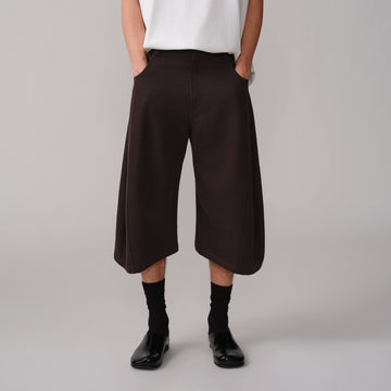 OPICLOTH Curved Wide-Leg Bermuda Shorts-Shorts-XS / 27"-Brown-Free Shipping Leatheretro