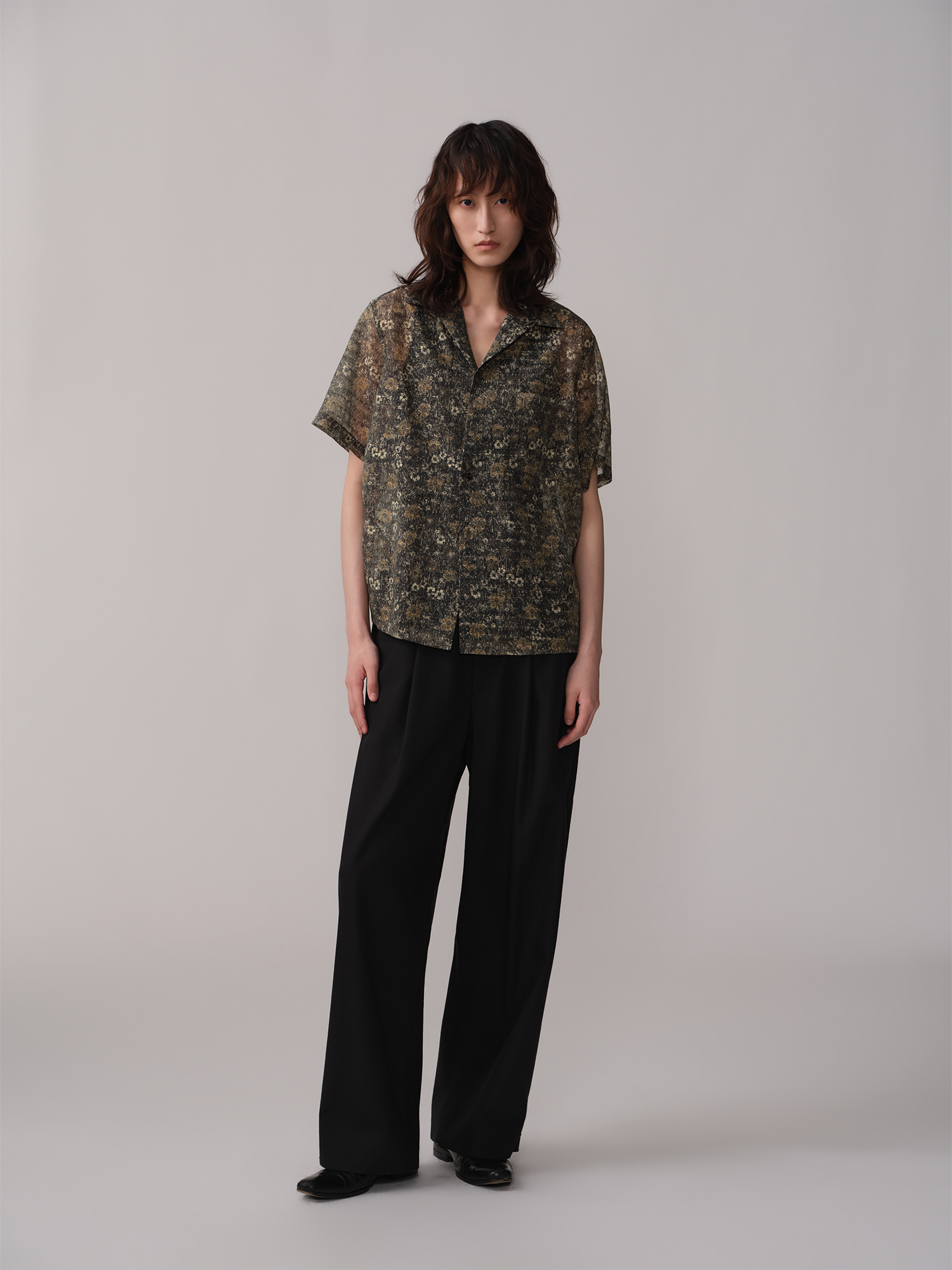 OPICLOTH Shadow Floral Cuban Collar Half Shirt-Half shirt-XS-Free Shipping Leatheretro