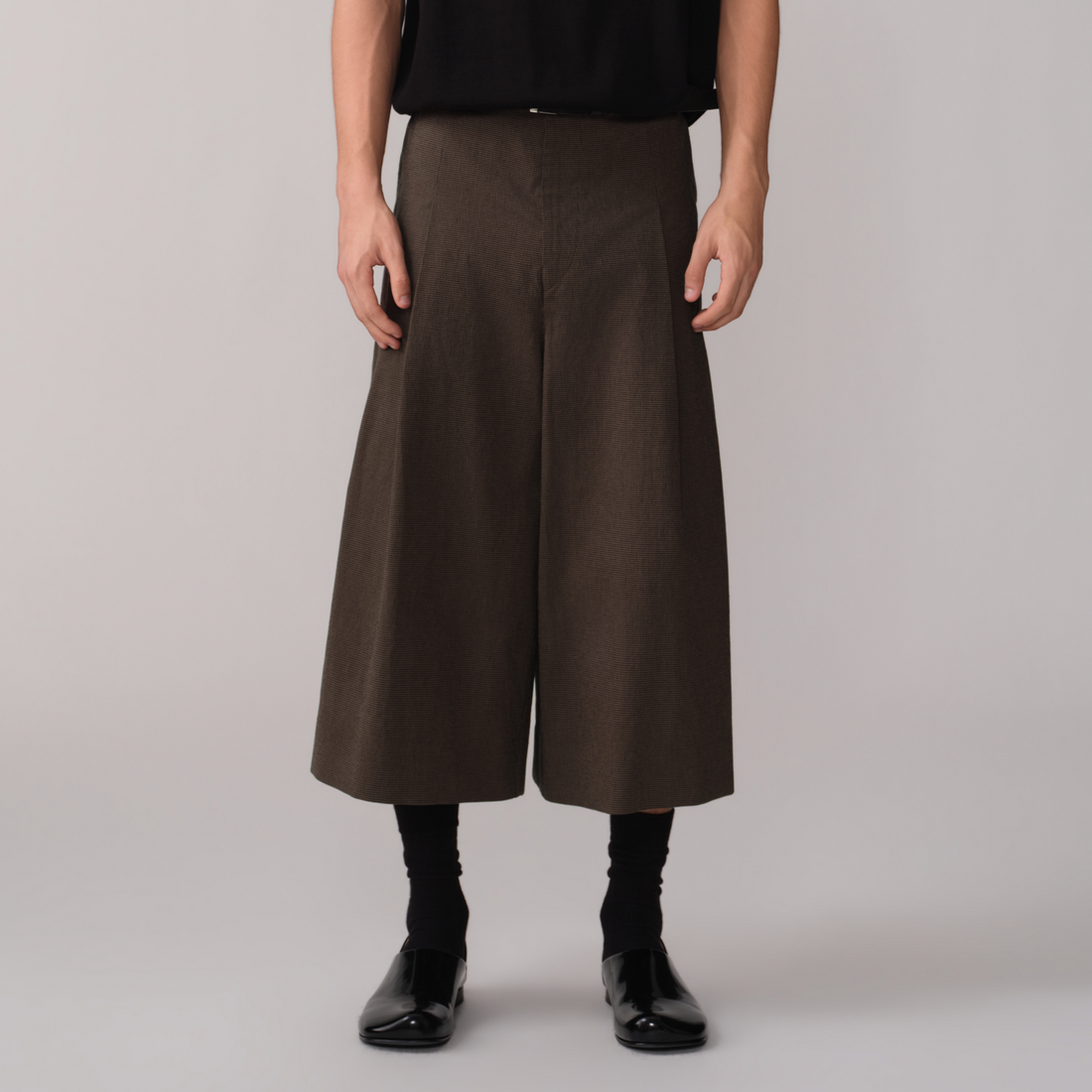 OPICLOTH Retro Houndstooth Pleated Culotte Shorts-Shorts-XS-Free Shipping Leatheretro