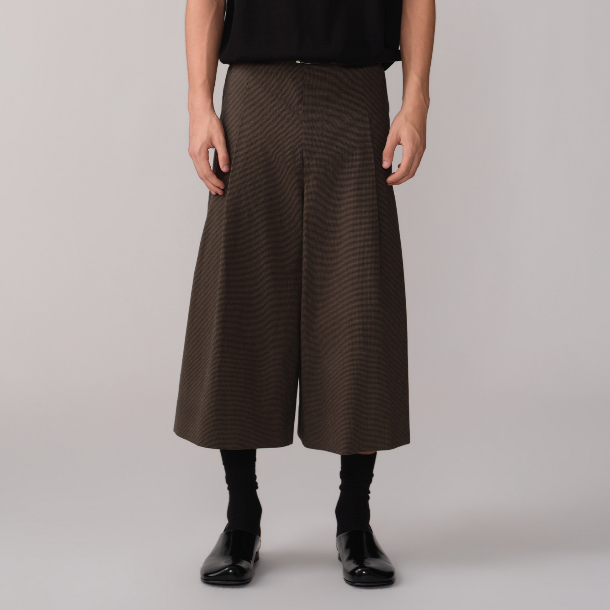 OPICLOTH Retro Houndstooth Pleated Culotte Shorts-Shorts-XS-Free Shipping Leatheretro
