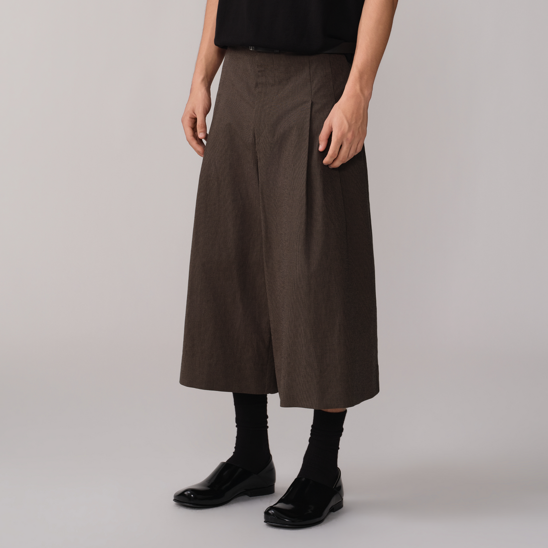 OPICLOTH Retro Houndstooth Pleated Culotte Shorts-Shorts-XS-Free Shipping Leatheretro