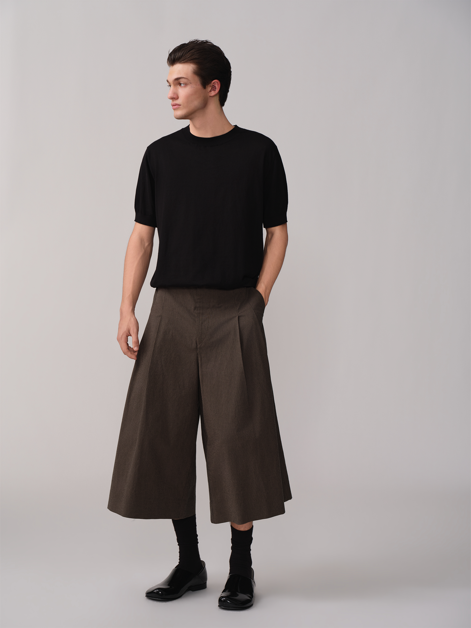 OPICLOTH Retro Houndstooth Pleated Culotte Shorts-Shorts-XS-Free Shipping Leatheretro