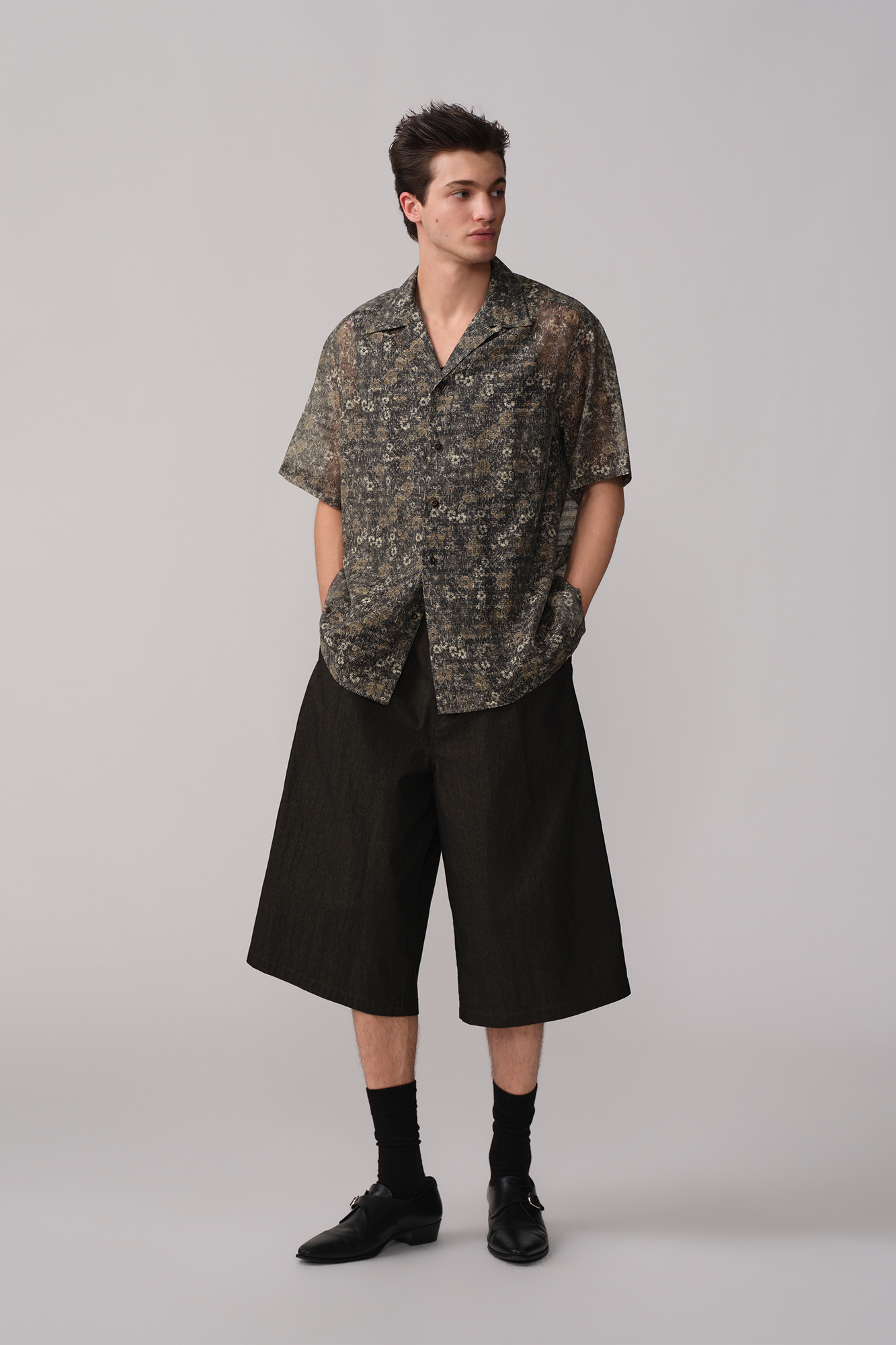 OPICLOTH Retro Pleated Wide-Leg Cropped Shorts-Shorts-XS-Free Shipping Leatheretro