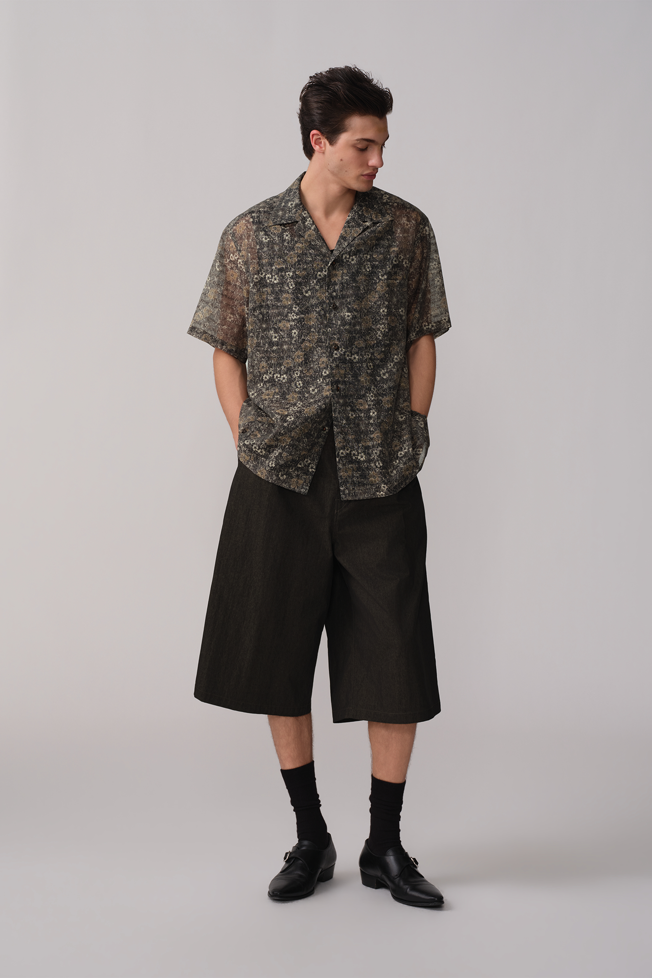 OPICLOTH Retro Pleated Wide-Leg Cropped Shorts-Shorts-XS-Free Shipping Leatheretro