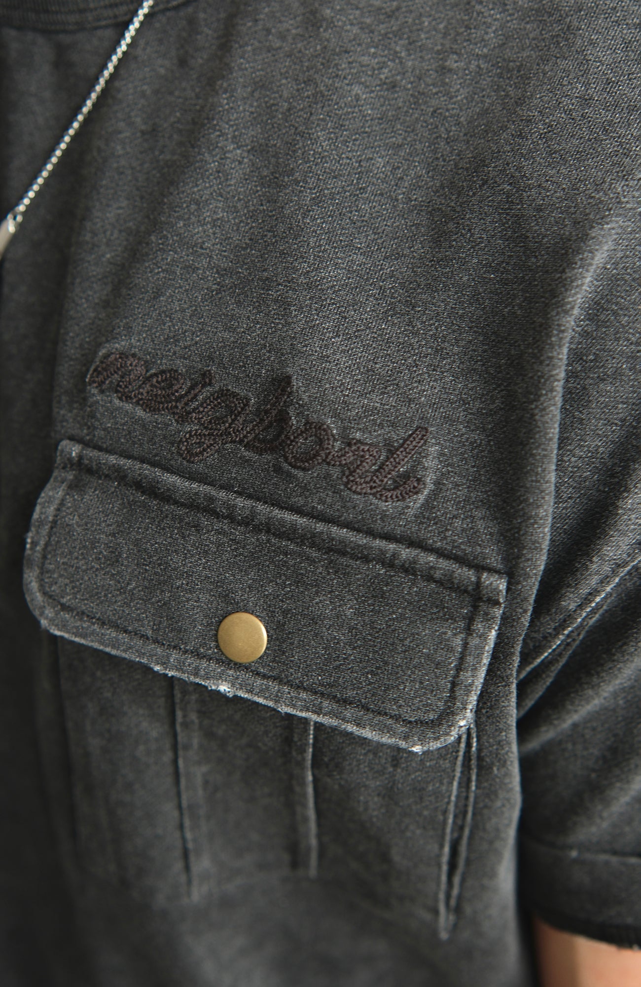 NEIGBORL Retro Washed Embroidered Pocket Tee-T Shirt-S (Preorder)-Black-Free Shipping Leatheretro