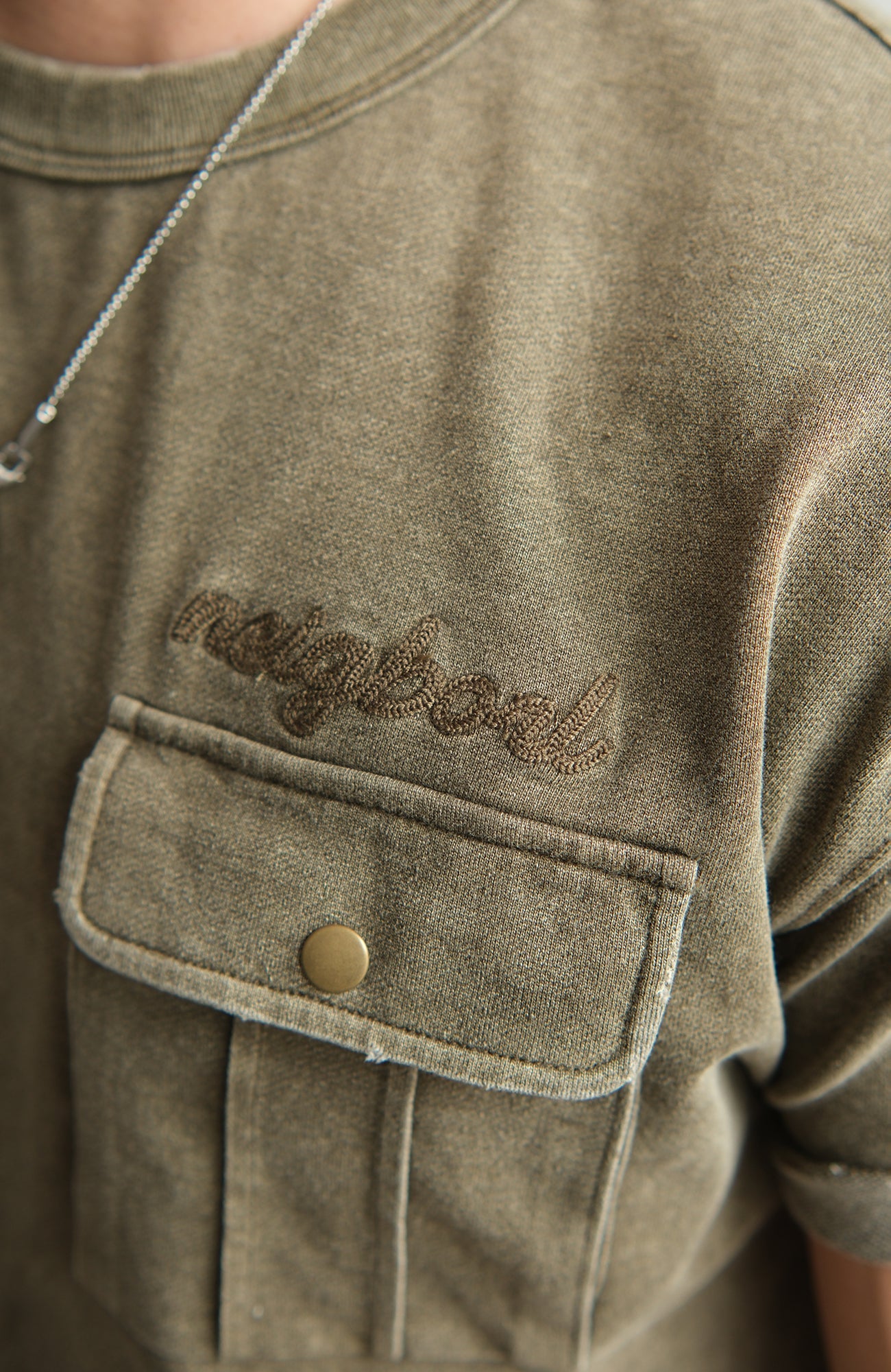 NEIGBORL Retro Washed Embroidered Pocket Tee-T Shirt-S (Preorder)-Black-Free Shipping Leatheretro