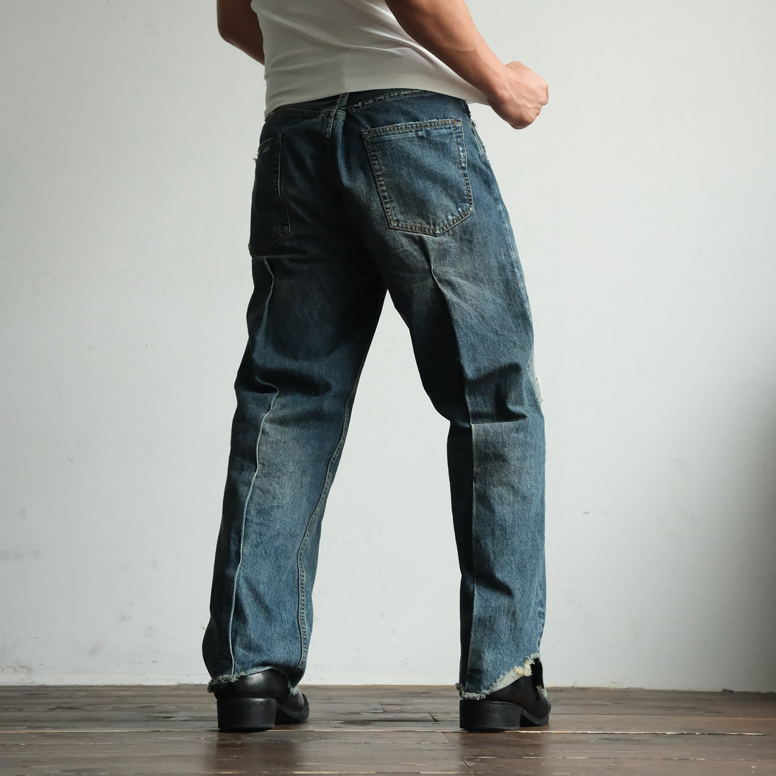 NEIGBORL Distressed Straight-Leg Denim Pants-Jeans-S (Preorder)-Free Shipping Leatheretro