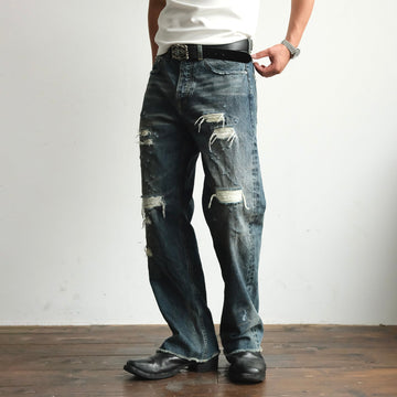 NEIGBORL Distressed Straight-Leg Denim Pants-Jeans-S (Preorder)-Free Shipping Leatheretro