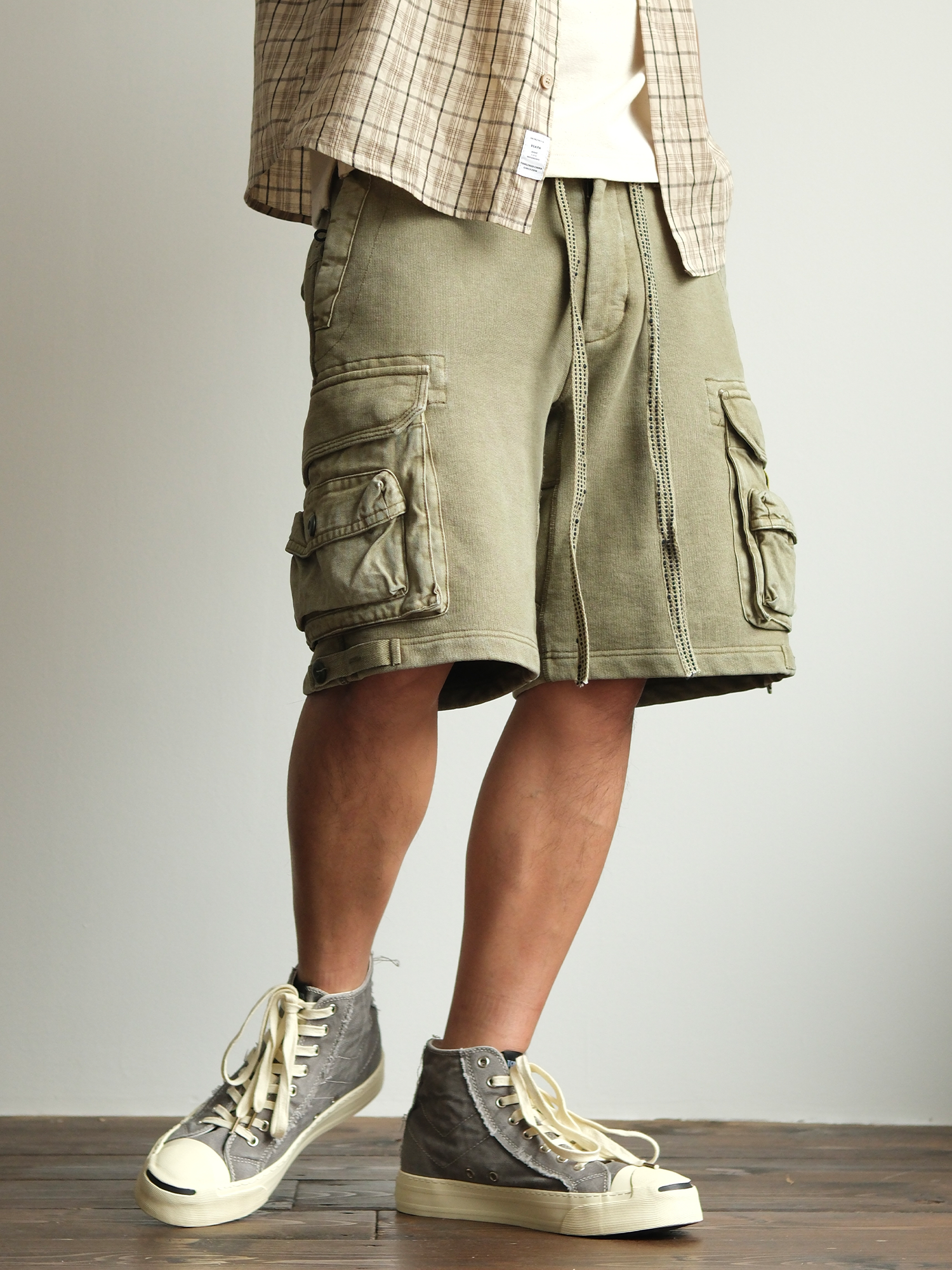 NEIGBORL Utility Multi-Pocket Drawstring Sweat Shorts-Shorts-S-Free Shipping Leatheretro