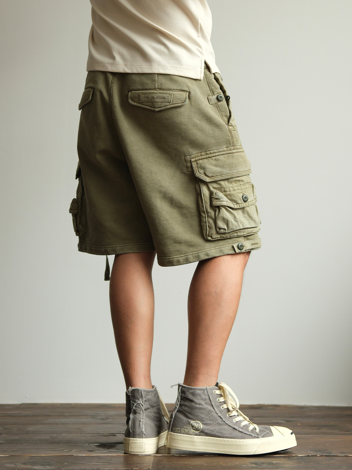 NEIGBORL Utility Multi-Pocket Drawstring Sweat Shorts-Shorts-S-Free Shipping Leatheretro