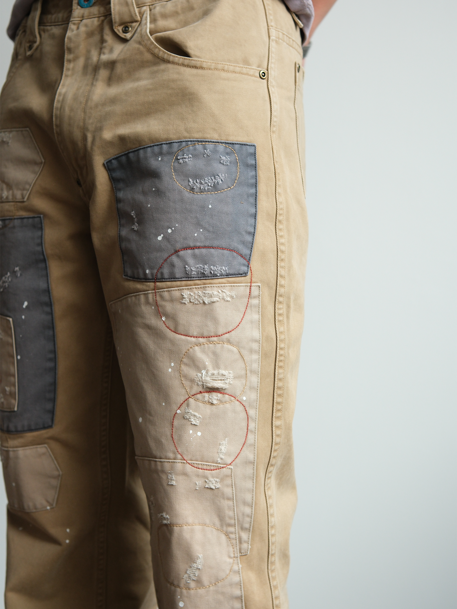NEIGBORL Retro Paint-Splattered Distressed Patched Pants-Pants-S / 30"-Free Shipping Leatheretro