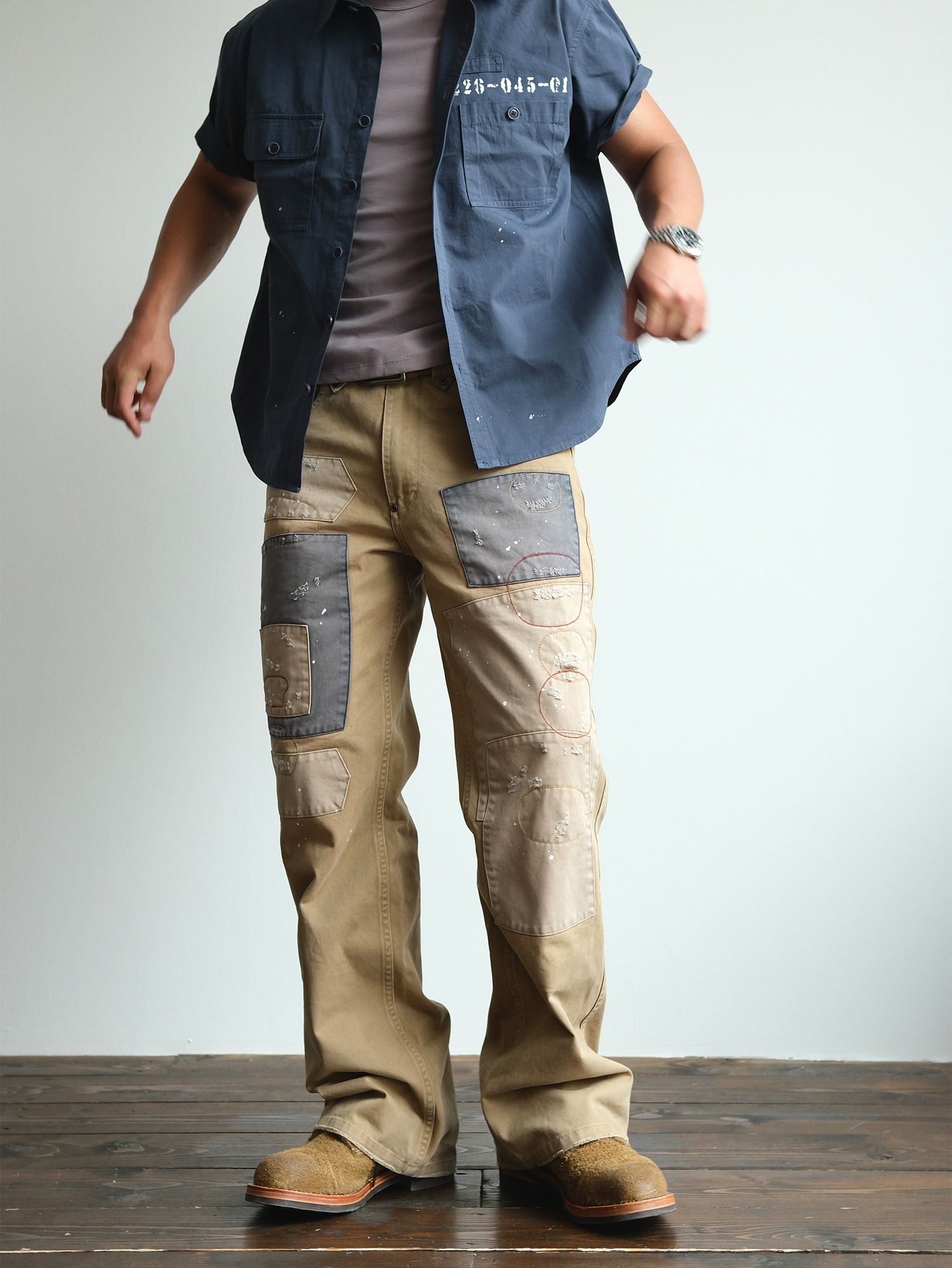 NEIGBORL Retro Paint-Splattered Distressed Patched Pants-Pants-S / 30"-Free Shipping Leatheretro