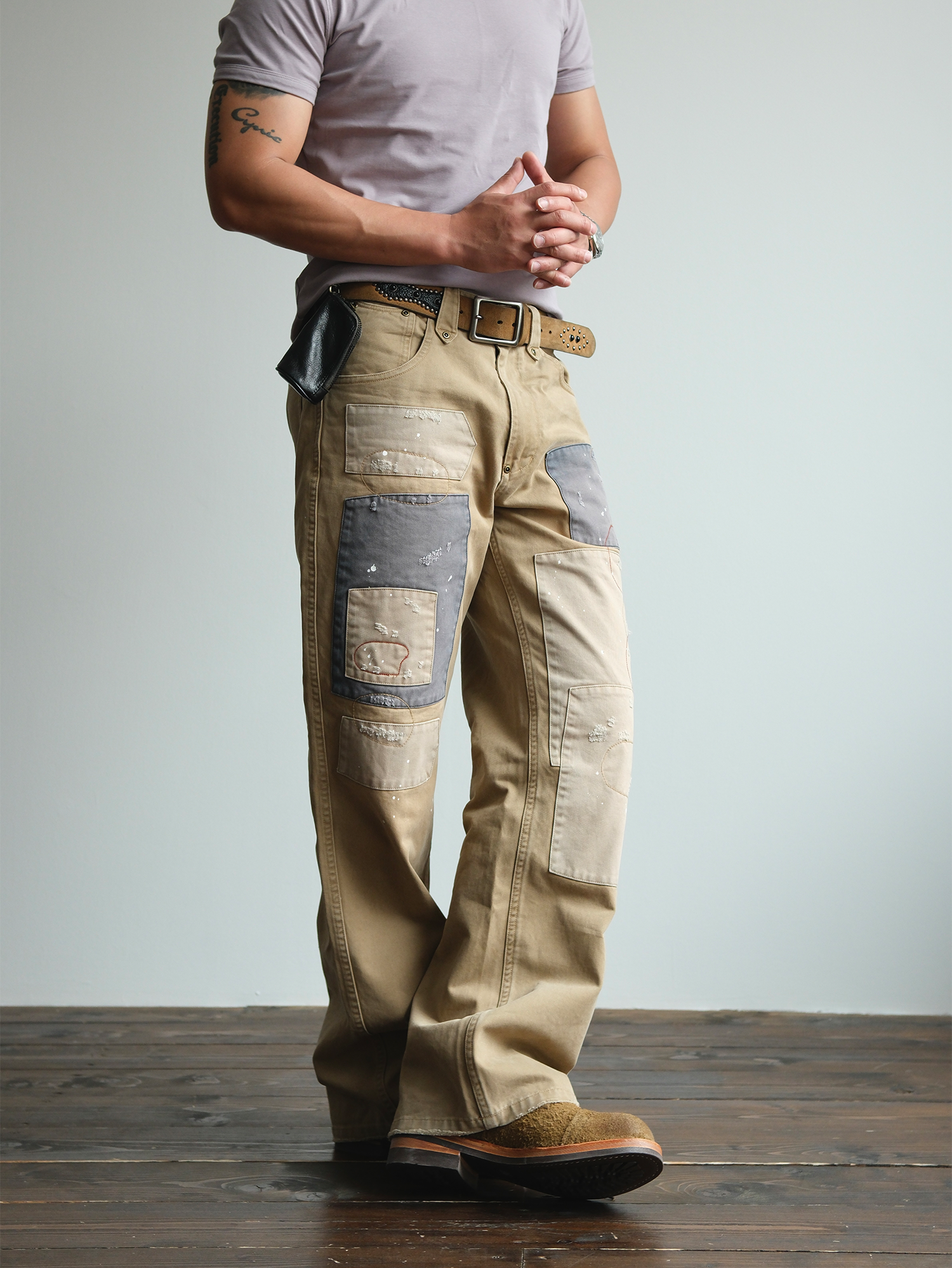NEIGBORL Retro Paint-Splattered Distressed Patched Pants-Pants-S / 30"-Free Shipping Leatheretro