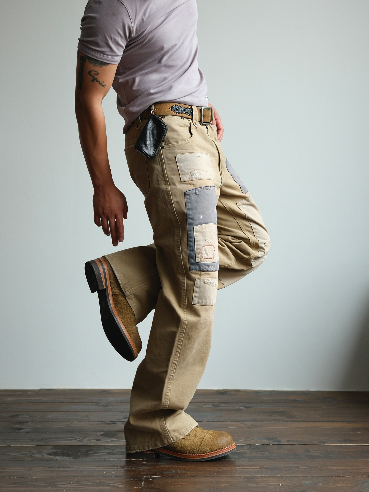 NEIGBORL Retro Paint-Splattered Distressed Patched Pants-Pants-S / 30"-Free Shipping Leatheretro