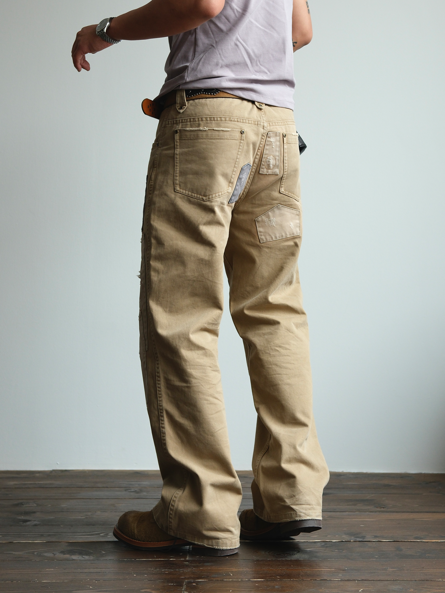 NEIGBORL Retro Paint-Splattered Distressed Patched Pants-Pants-S / 30"-Free Shipping Leatheretro