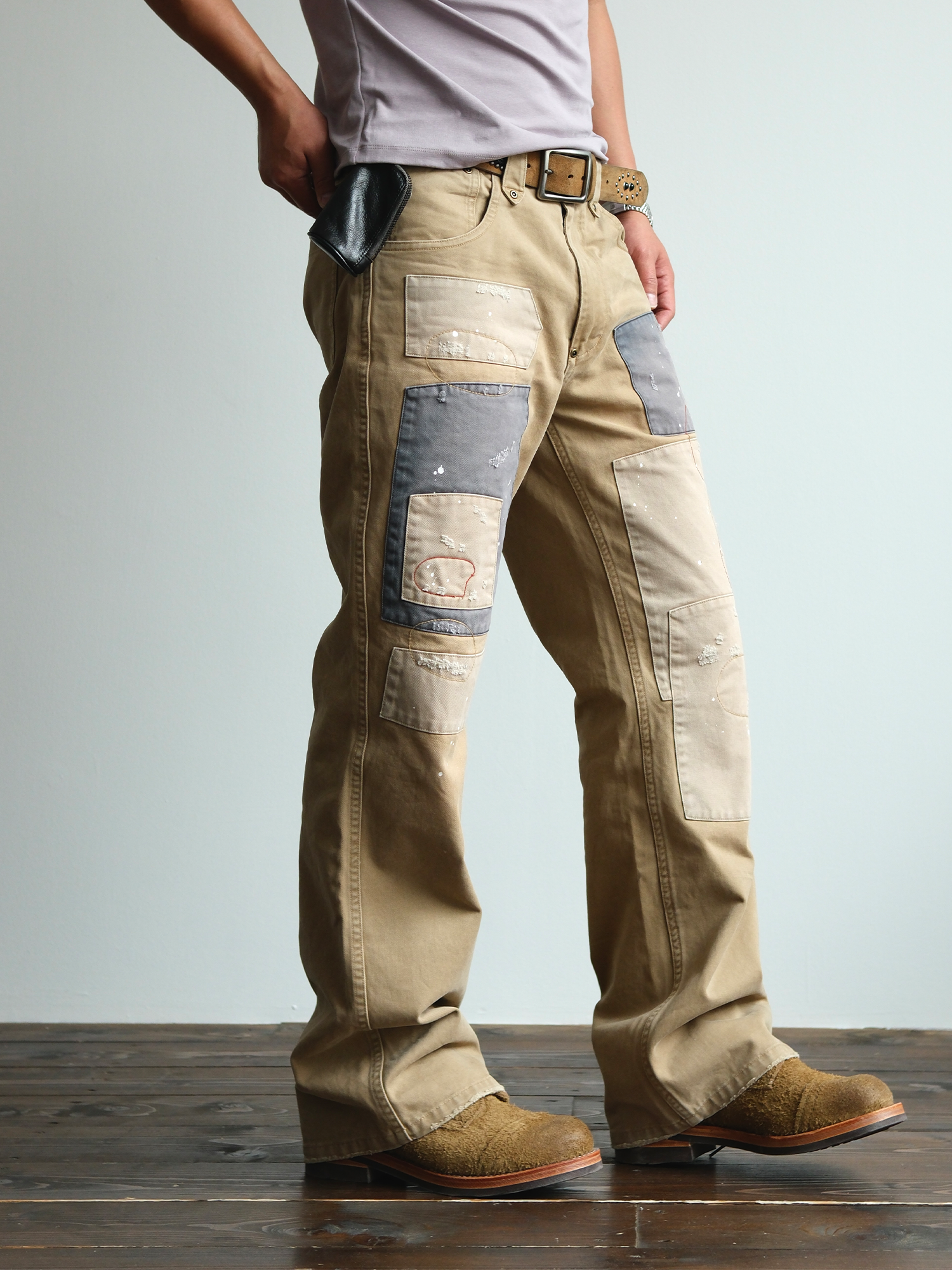 NEIGBORL Retro Paint-Splattered Distressed Patched Pants-Pants-S / 30"-Free Shipping Leatheretro