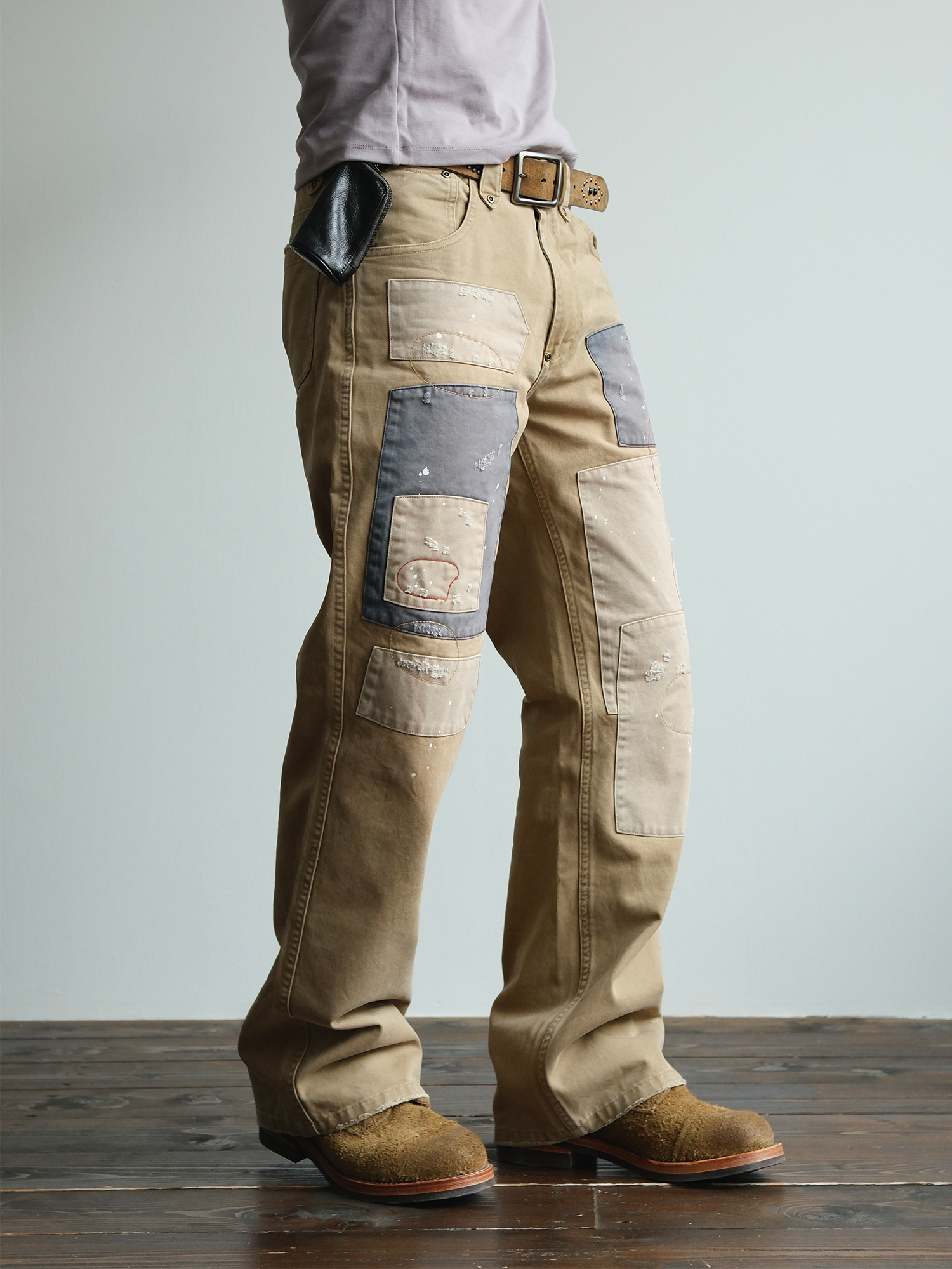 NEIGBORL Retro Paint-Splattered Distressed Patched Pants-Pants-S / 30"-Free Shipping Leatheretro