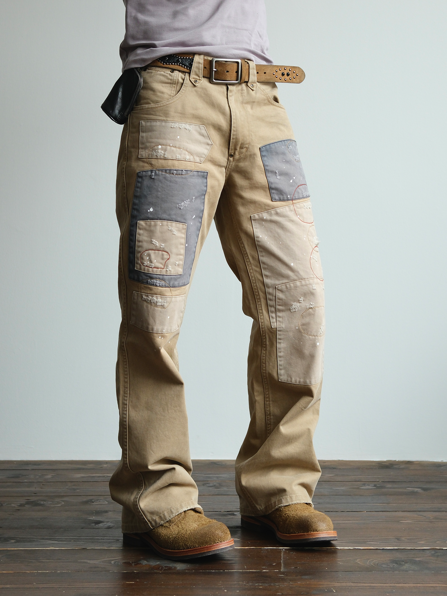 NEIGBORL Retro Paint-Splattered Distressed Patched Pants-Pants-S / 30"-Free Shipping Leatheretro