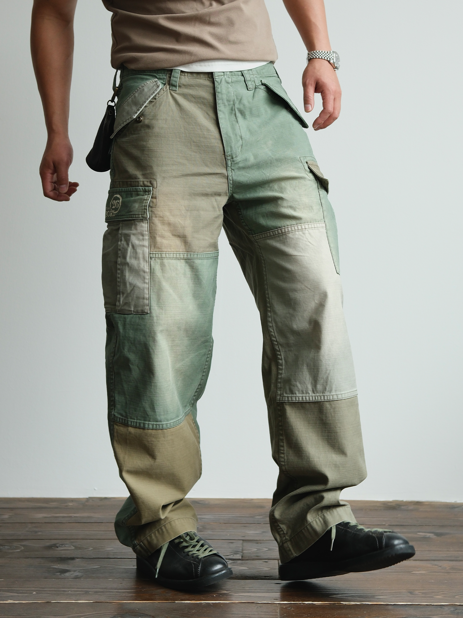 NEIGBORL Retro Washed Paneled Multi-Pocket Cargo Pants-Pants-S-Free Shipping Leatheretro