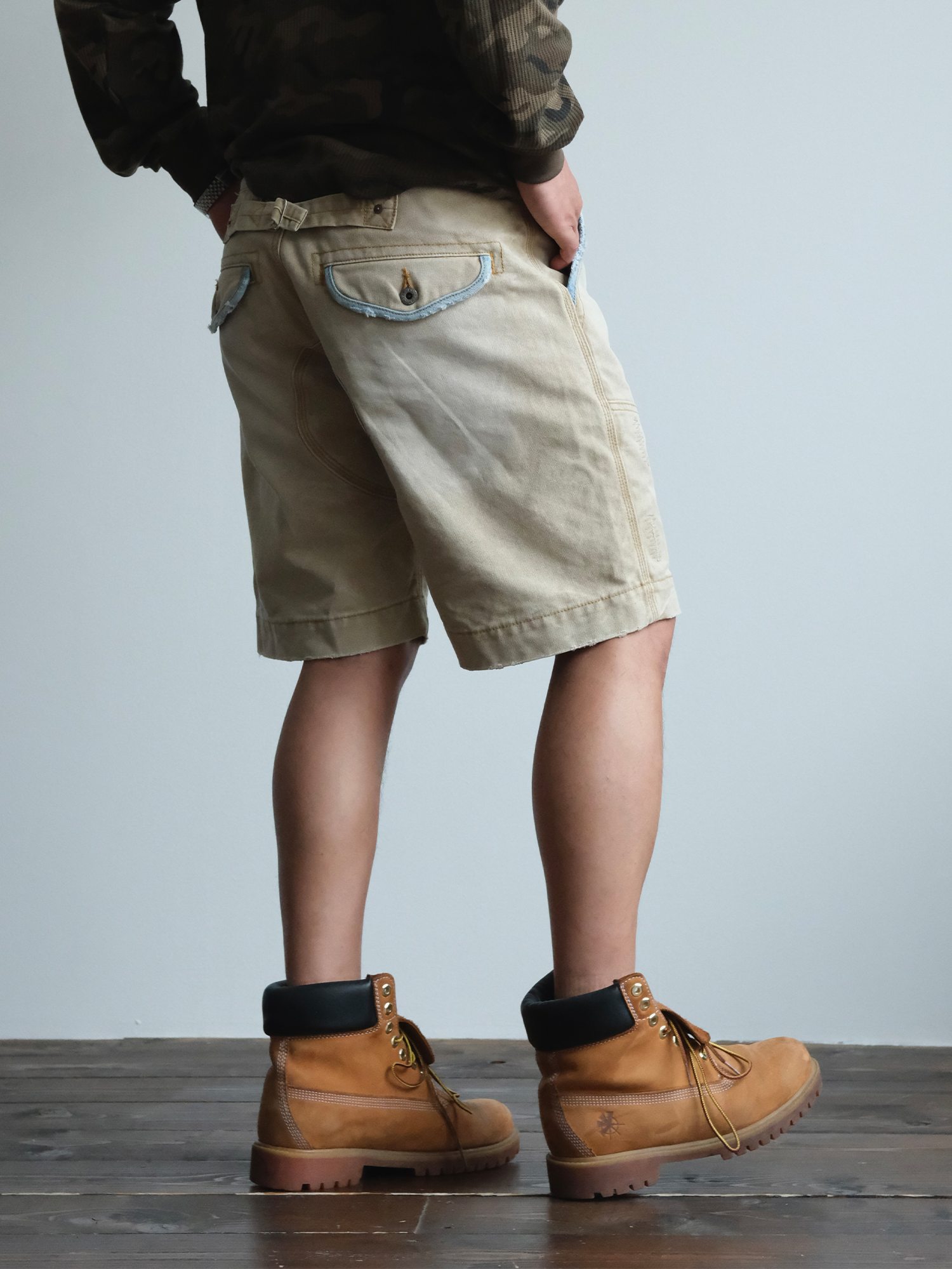 NEIGBORL Retro Washed Spliced Shorts-Shorts-S-Free Shipping Leatheretro
