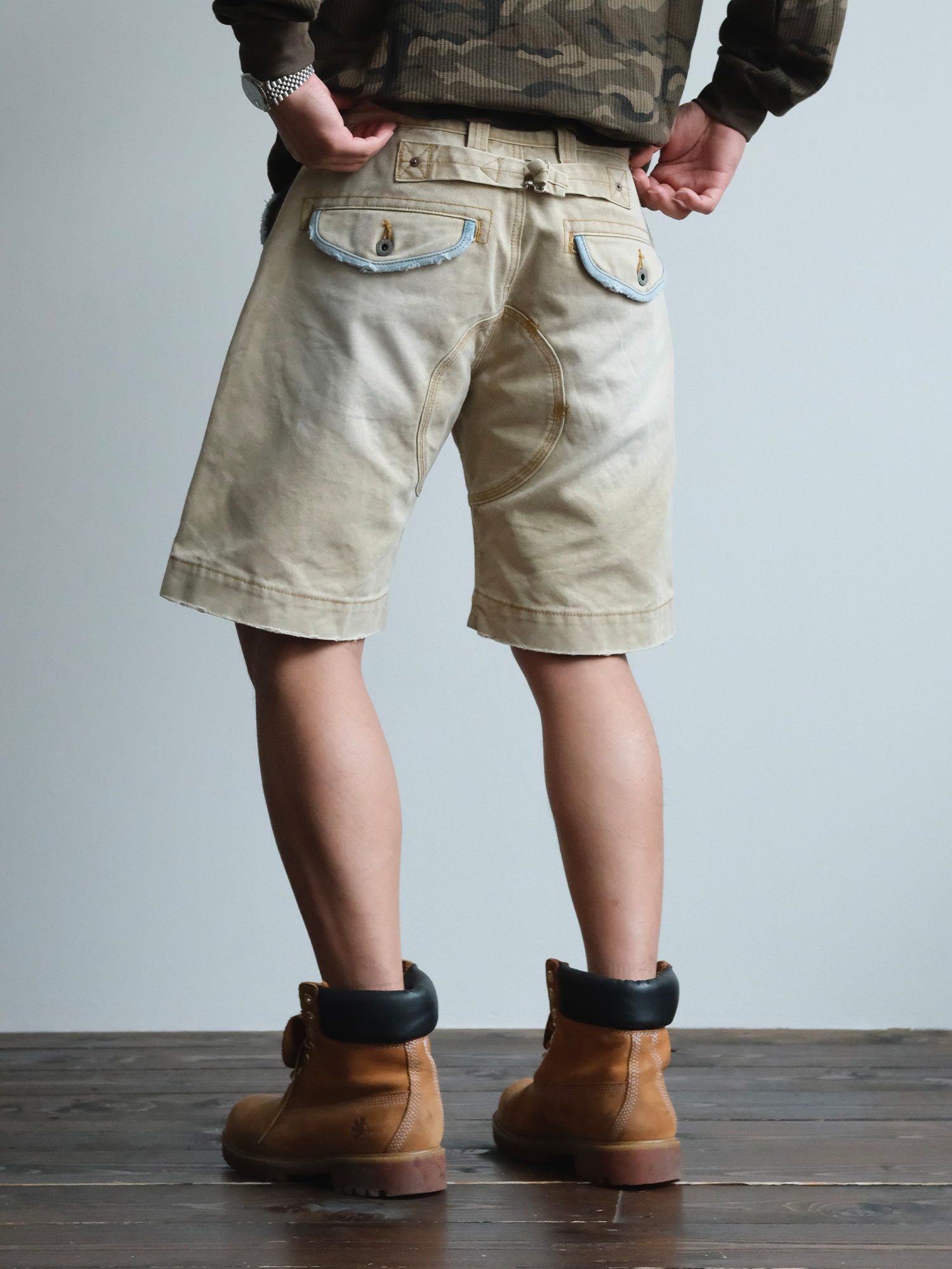 NEIGBORL Retro Washed Spliced Shorts-Shorts-S-Free Shipping Leatheretro