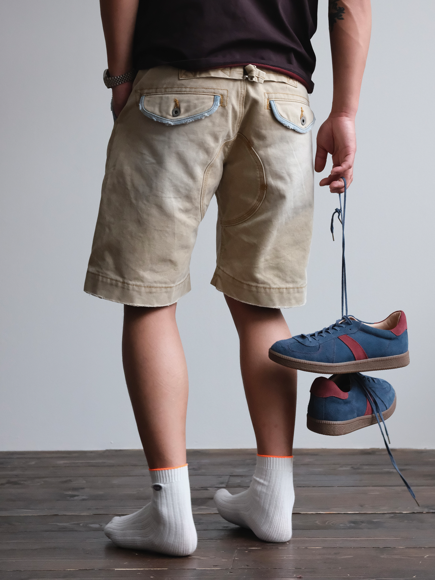 NEIGBORL Retro Washed Spliced Shorts-Shorts-S-Free Shipping Leatheretro