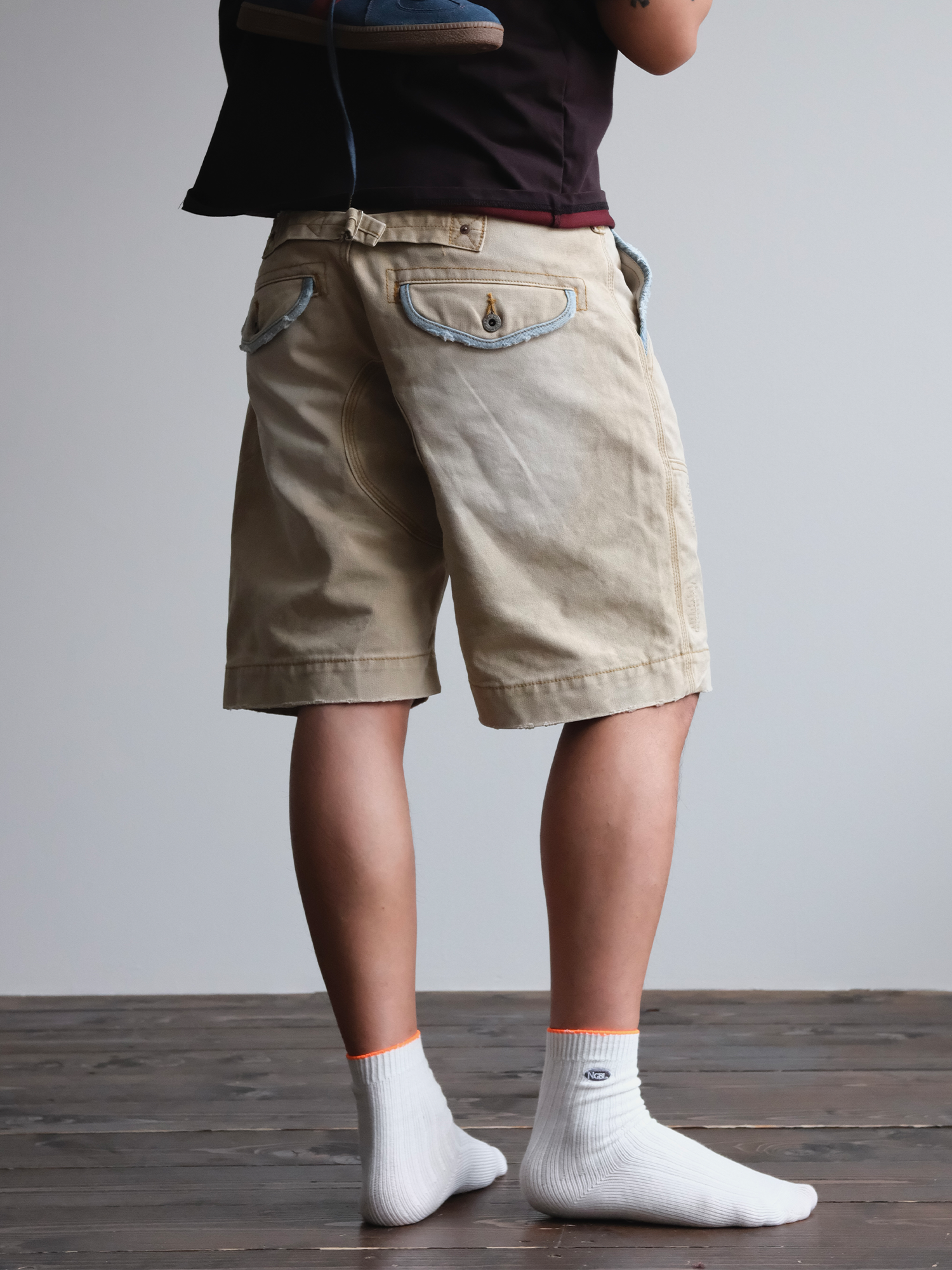 NEIGBORL Retro Washed Spliced Shorts-Shorts-S-Free Shipping Leatheretro