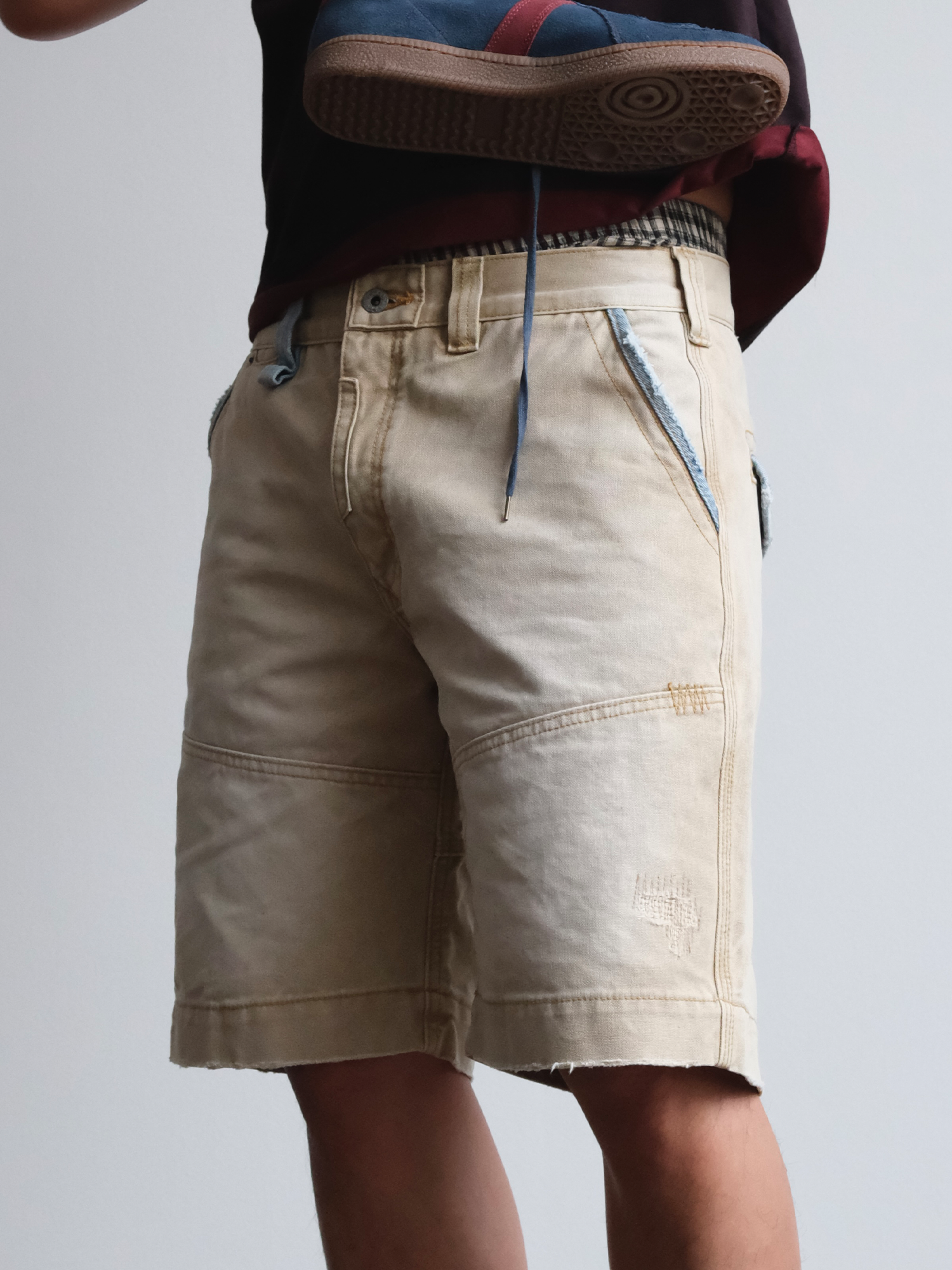 NEIGBORL Retro Washed Spliced Shorts-Shorts-S-Free Shipping Leatheretro