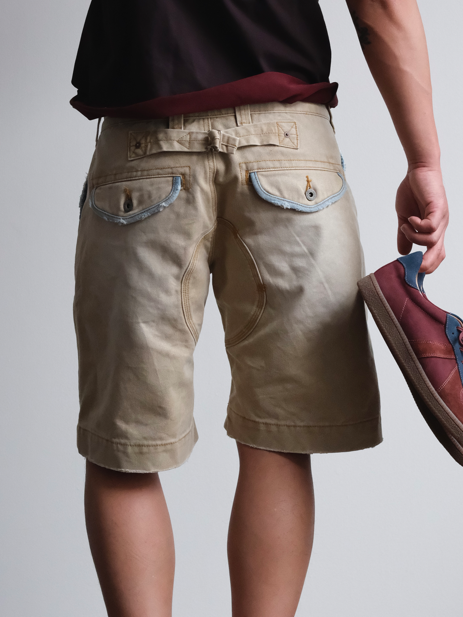 NEIGBORL Retro Washed Spliced Shorts-Shorts-S-Free Shipping Leatheretro