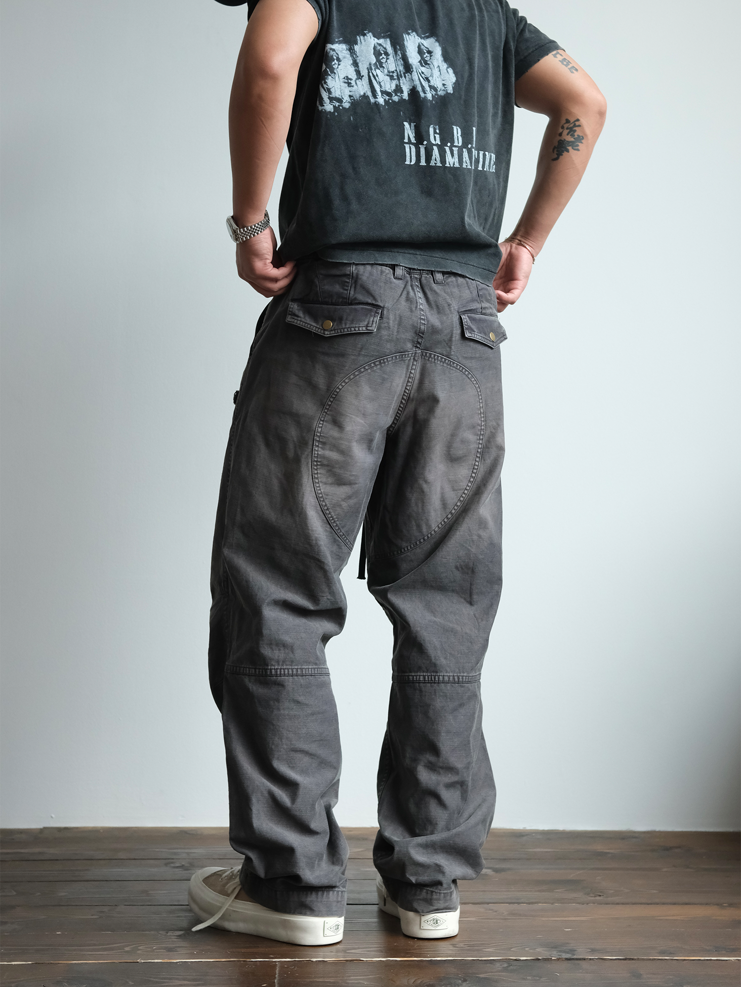 NEIGBORL Retro Washed Distressed Patch Cargo Pants-Pants-S-Free Shipping Leatheretro