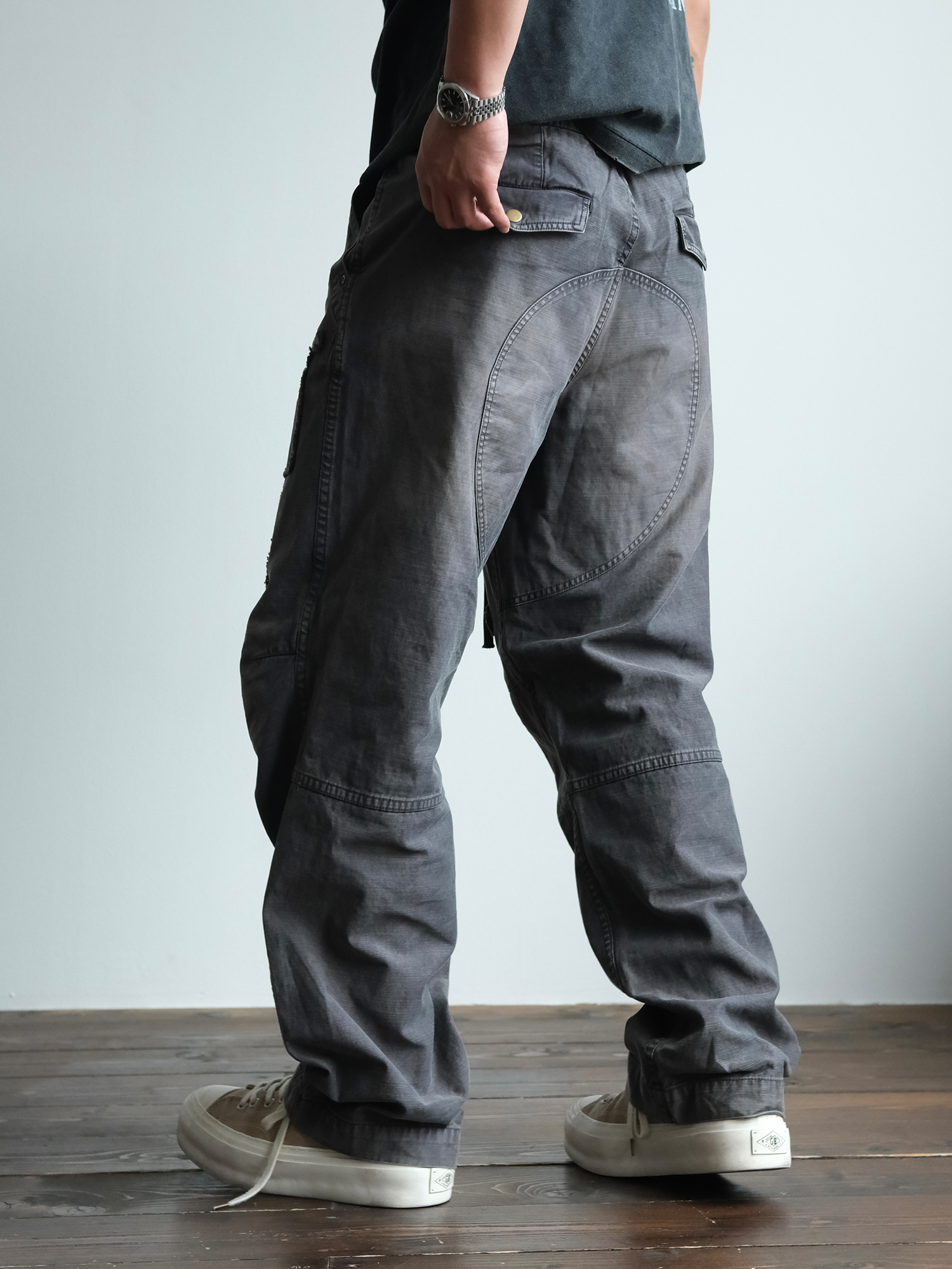 NEIGBORL Retro Washed Distressed Patch Cargo Pants-Pants-S-Free Shipping Leatheretro
