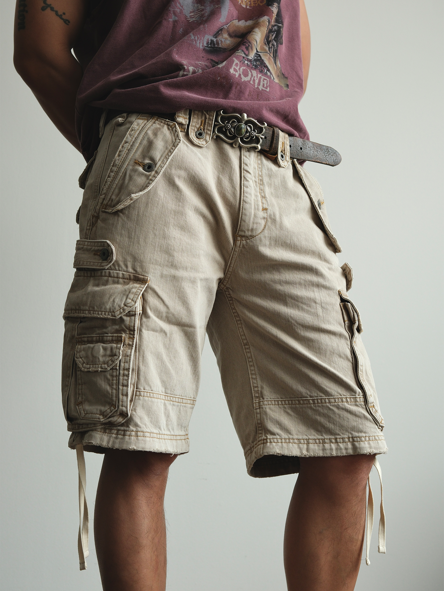 NEIGBORL Washed Distressed Multi-Pocket Cargo Shorts-Shorts-S / 31"-Free Shipping Leatheretro