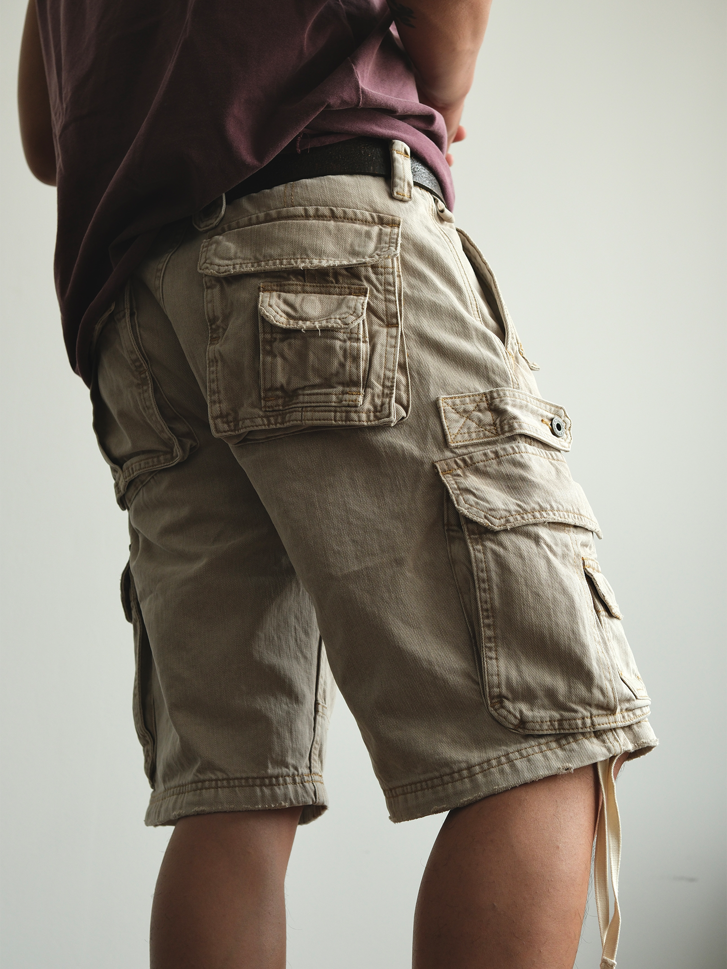 NEIGBORL Washed Distressed Multi-Pocket Cargo Shorts-Shorts-S / 31"-Free Shipping Leatheretro