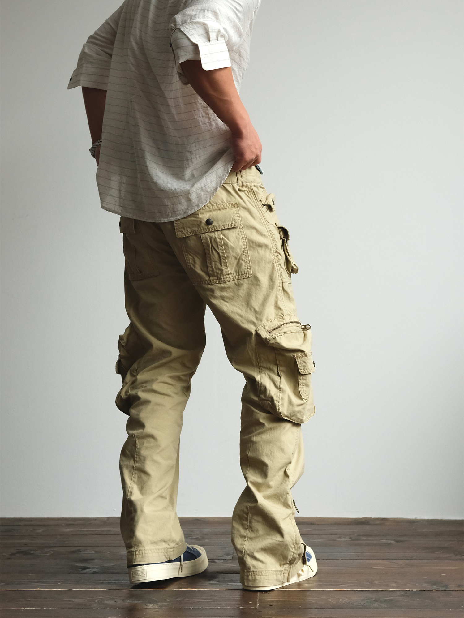 NEIGBORL Retro Spliced Multi-Pocket Cargo Pants-Pants-S / 31"-Free Shipping Leatheretro