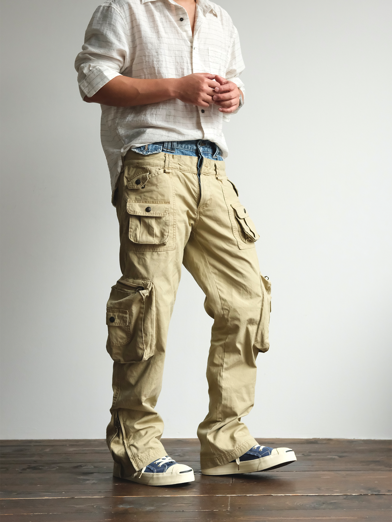 NEIGBORL Retro Spliced Multi-Pocket Cargo Pants-Pants-S / 31"-Free Shipping Leatheretro
