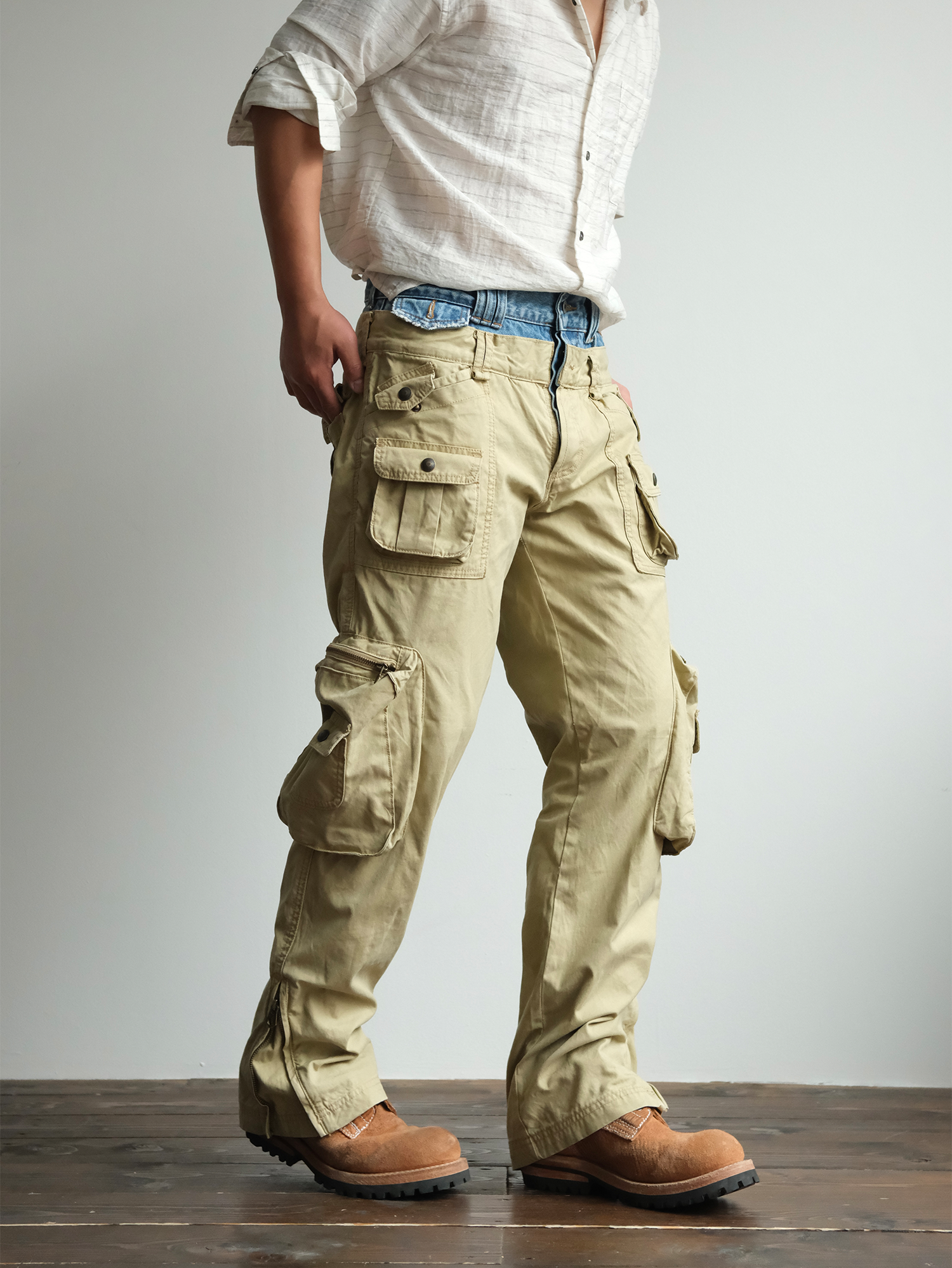 NEIGBORL Retro Spliced Multi-Pocket Cargo Pants-Pants-S / 31"-Free Shipping Leatheretro