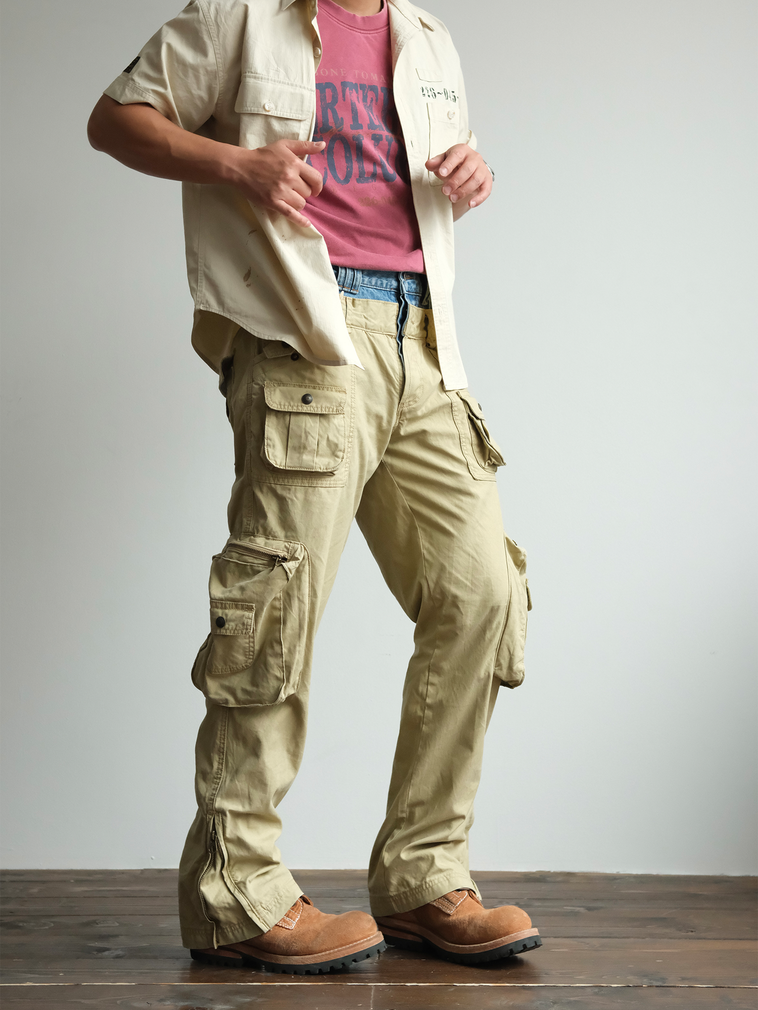NEIGBORL Retro Spliced Multi-Pocket Cargo Pants-Pants-S / 31"-Free Shipping Leatheretro