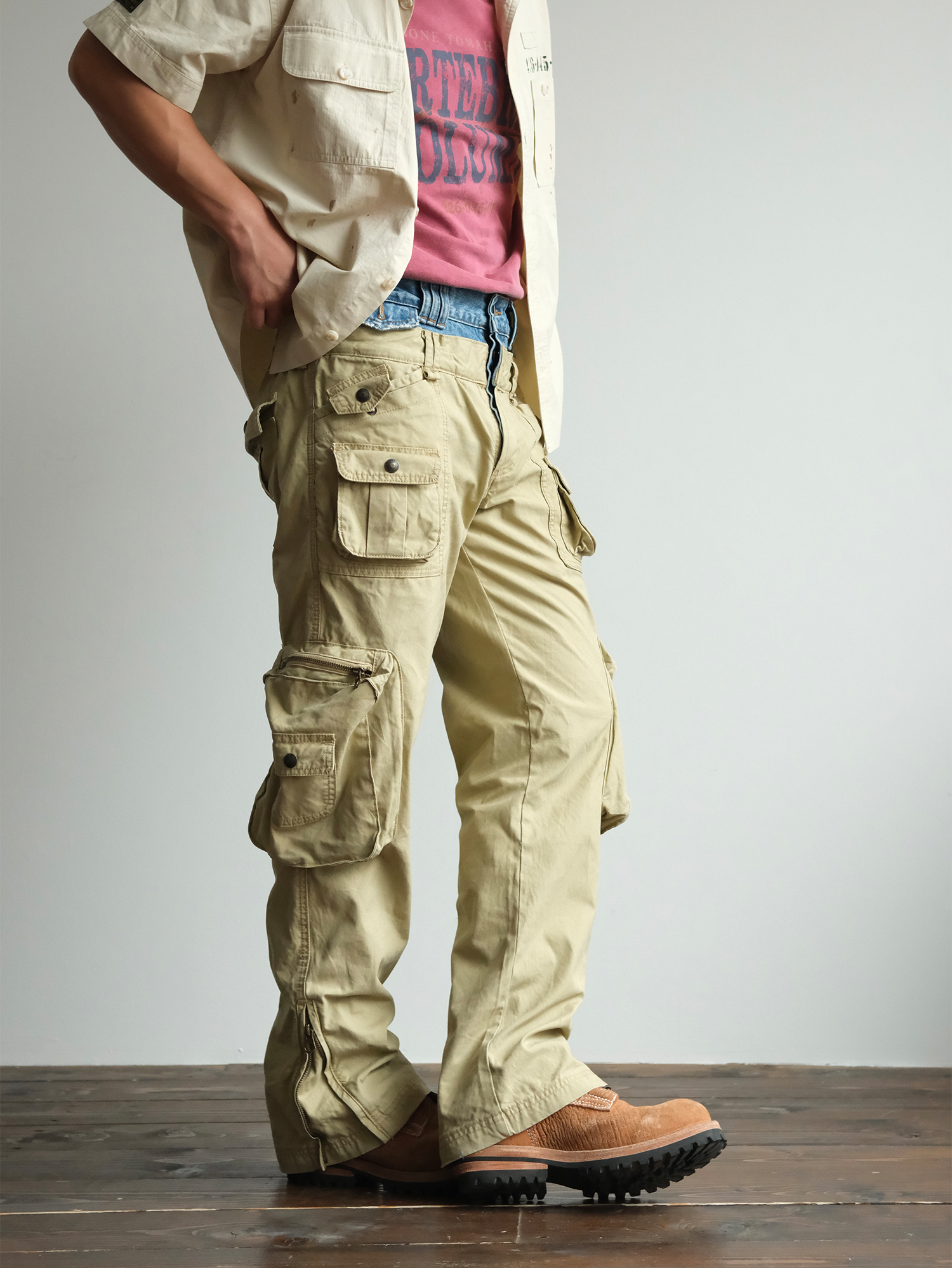 NEIGBORL Retro Spliced Multi-Pocket Cargo Pants-Pants-S / 31"-Free Shipping Leatheretro