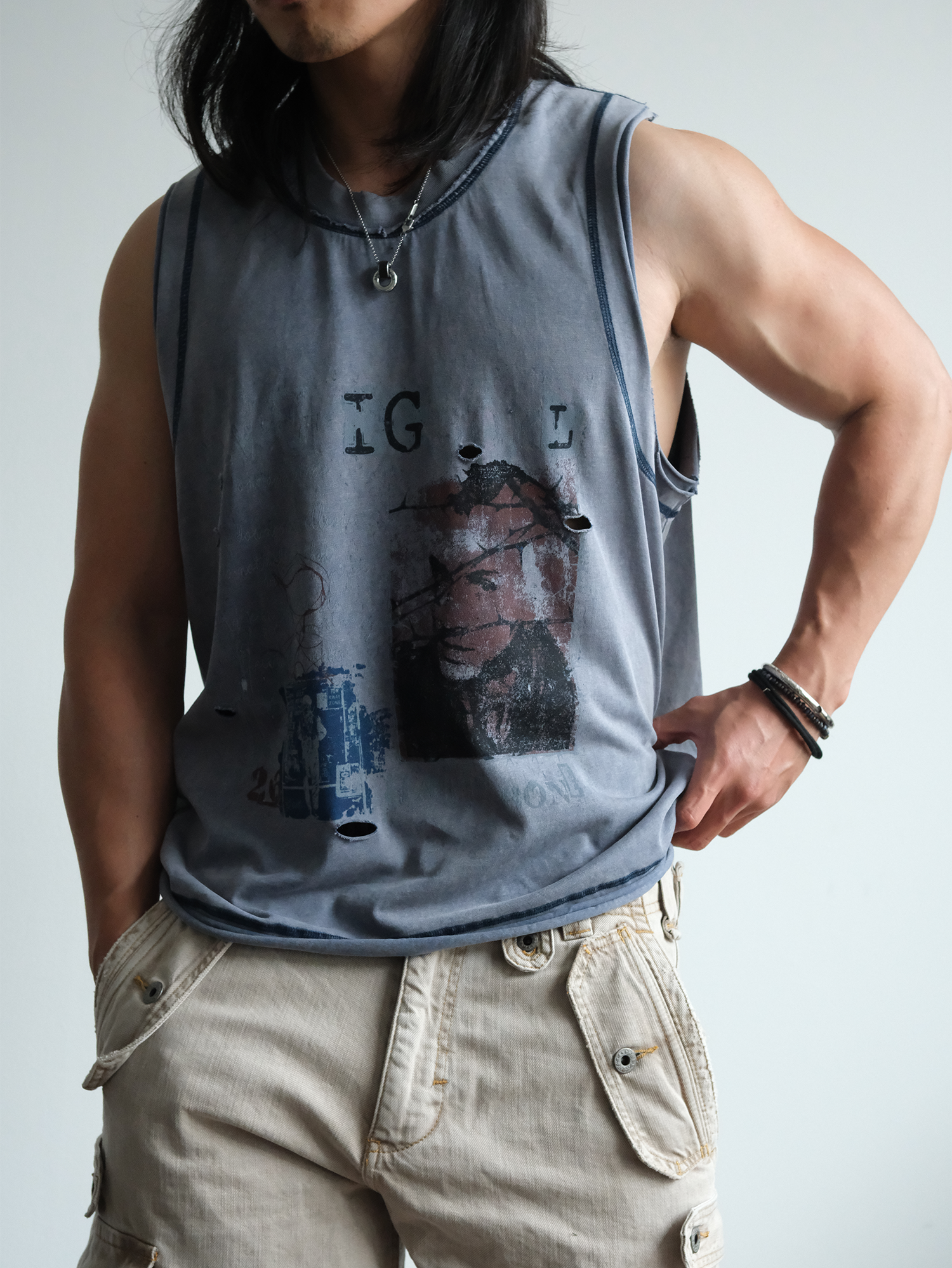 NEIGBORL Distressed Washed Graphic Tank Top-Tank Top-M (Preorder)-Coffee-Free Shipping Leatheretro