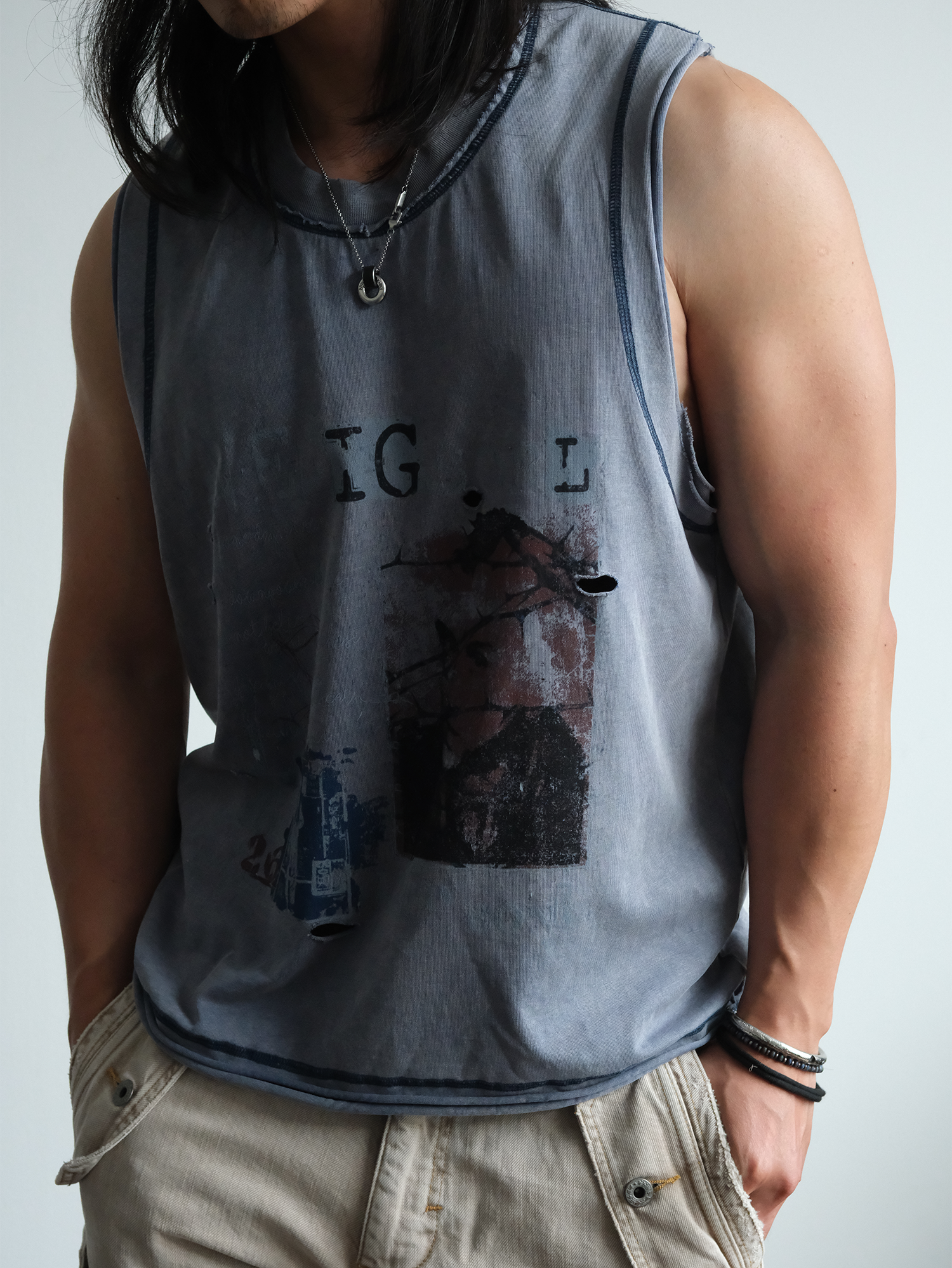 NEIGBORL Distressed Washed Graphic Tank Top-Tank Top-M (Preorder)-Coffee-Free Shipping Leatheretro