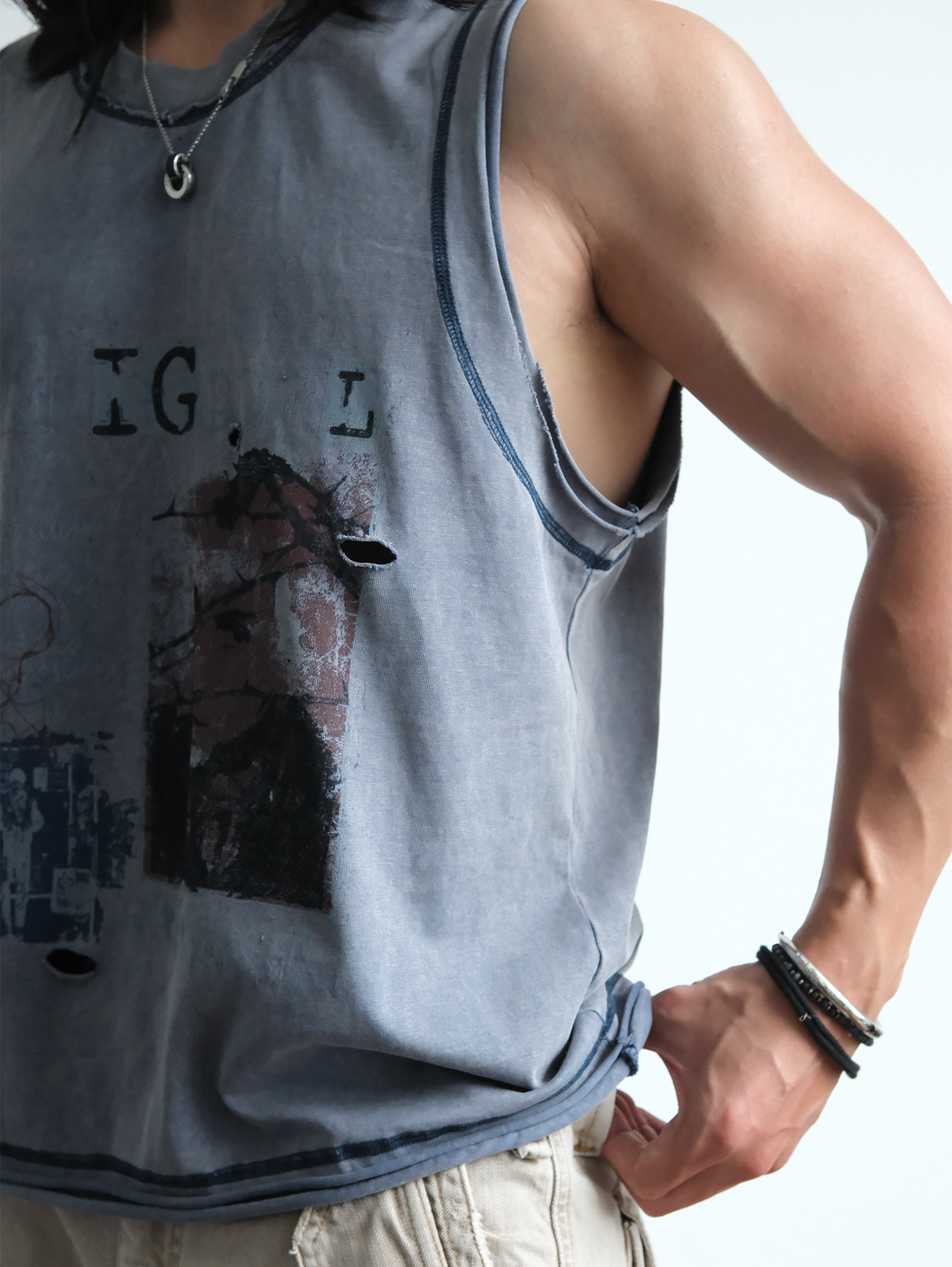 NEIGBORL Distressed Washed Graphic Tank Top-Tank Top-M (Preorder)-Coffee-Free Shipping Leatheretro