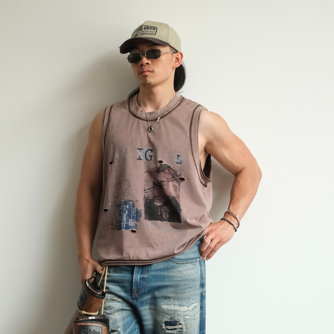 NEIGBORL Distressed Washed Graphic Tank Top-Tank Top-M (Preorder)-Coffee-Free Shipping Leatheretro