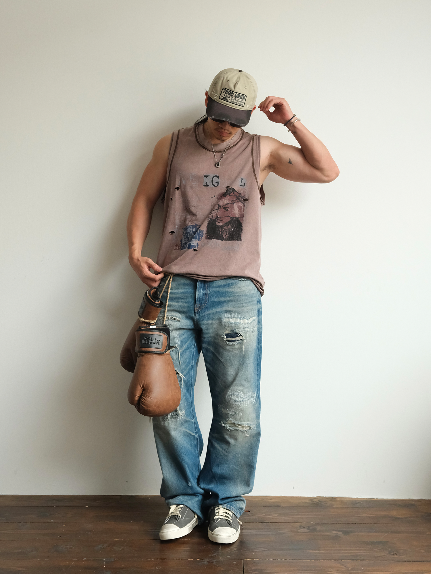 NEIGBORL Distressed Washed Graphic Tank Top-Tank Top-M (Preorder)-Coffee-Free Shipping Leatheretro