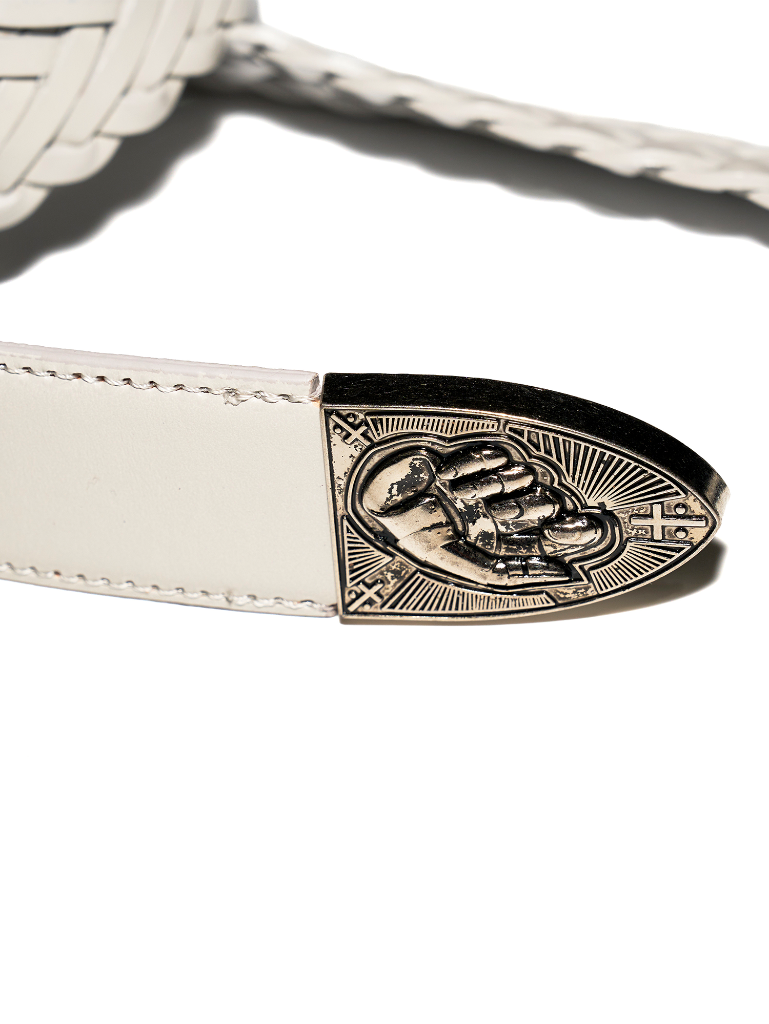 RICHILL Wing Emblem Braided Leather Belt-Belt-One Size-White-Free Shipping Leatheretro