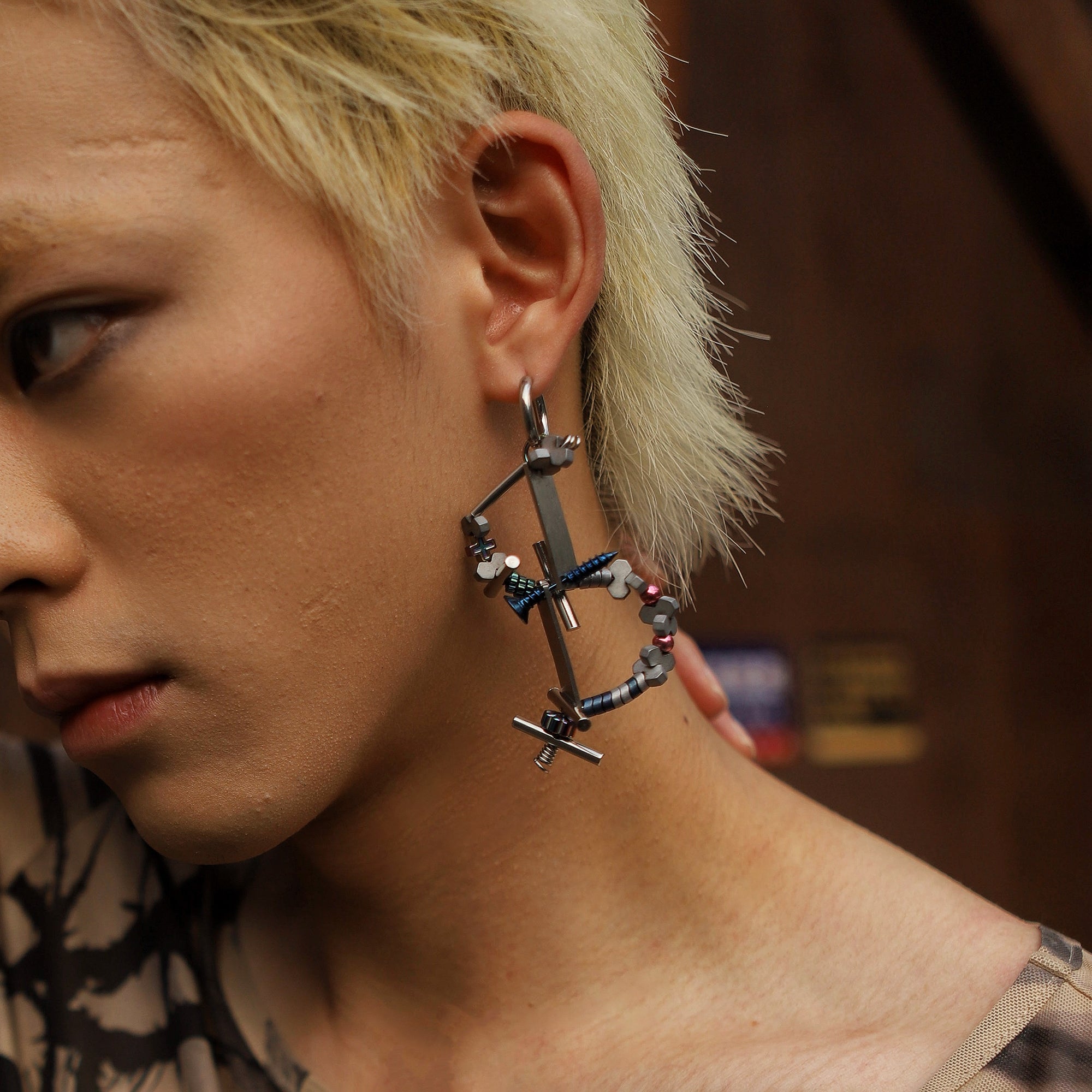 NUNKNOTX Industrial Fragment Asymmetrical Earrings-Earring-One Size-Earrings-Free Shipping Leatheretro