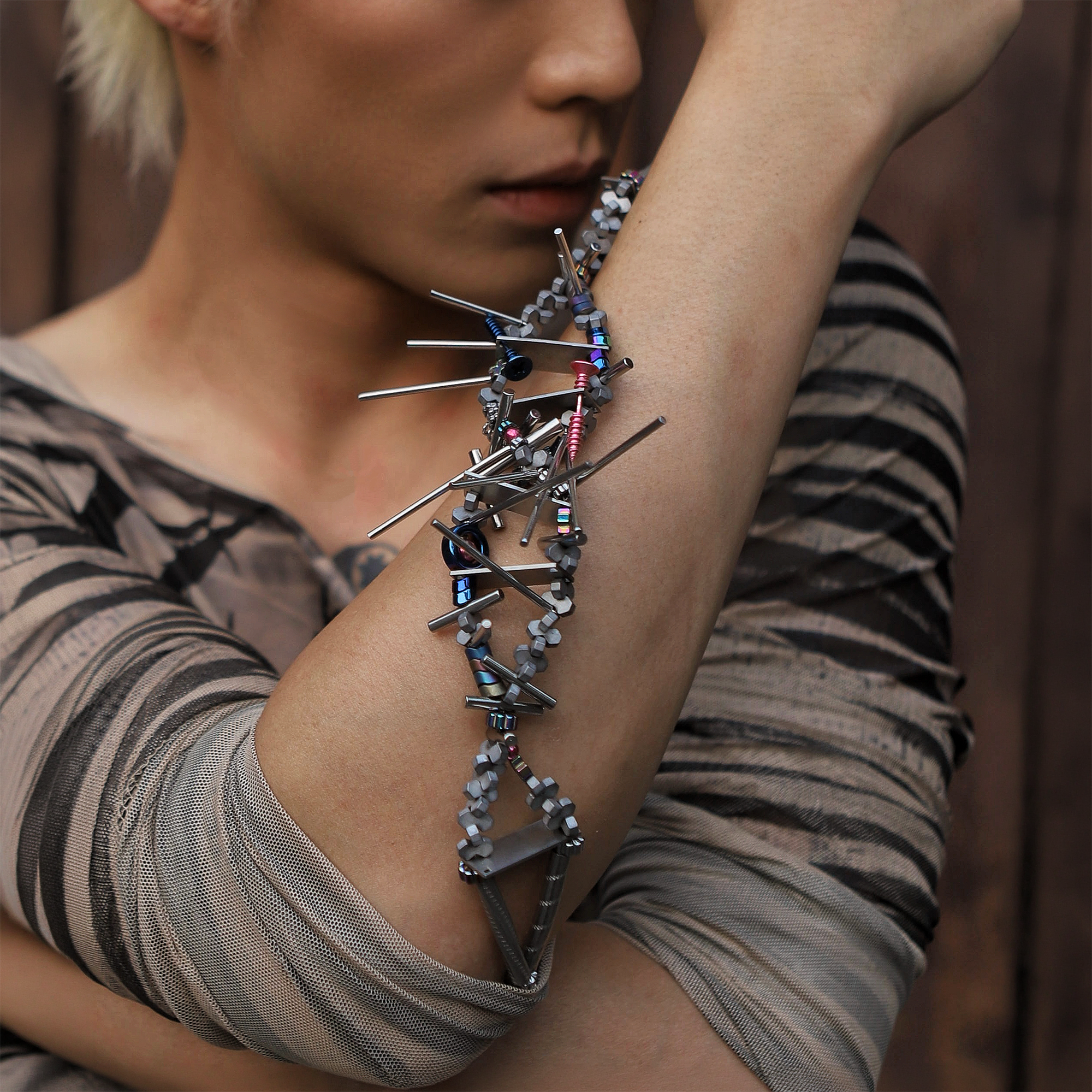 NUNKNOTX Industrial Fragment Necklace-Necklace-Regular (15.0–17.3 in)-Free Shipping Leatheretro