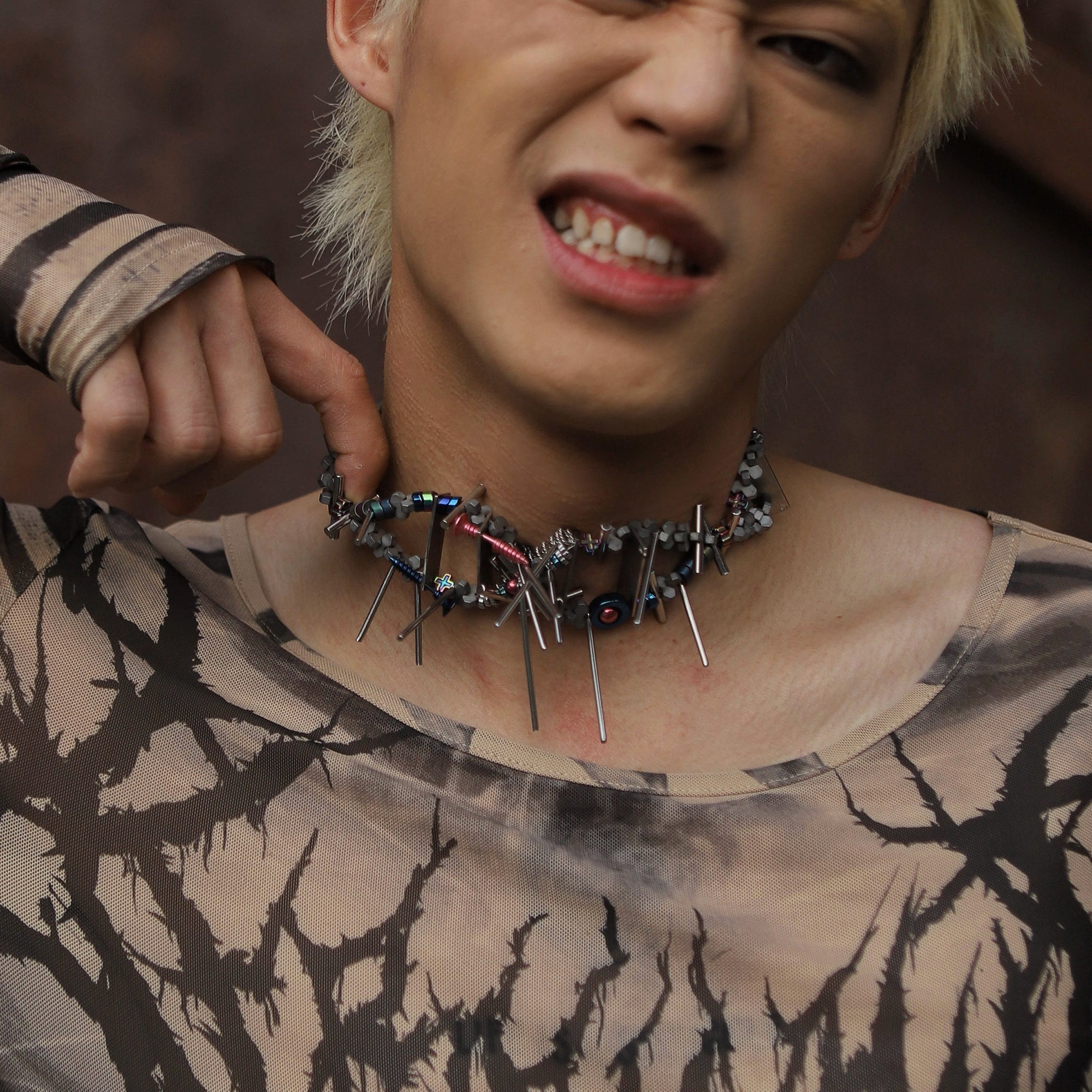 NUNKNOTX Industrial Fragment Necklace-Necklace-Regular (15.0–17.3 in)-Free Shipping Leatheretro