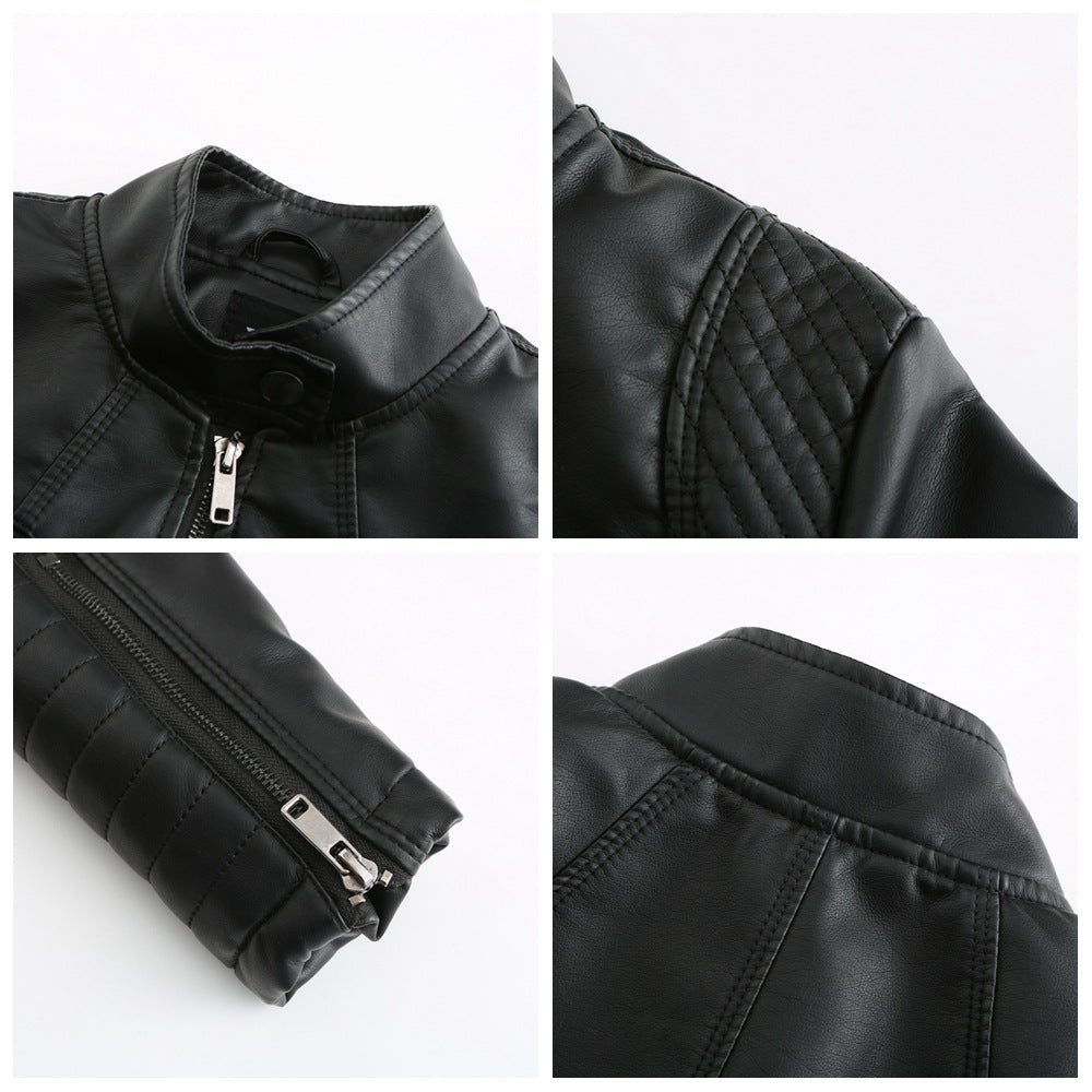 Women's Black Biker Faux Leather Jacket-black-EU(XS)-Free Shipping Leatheretro